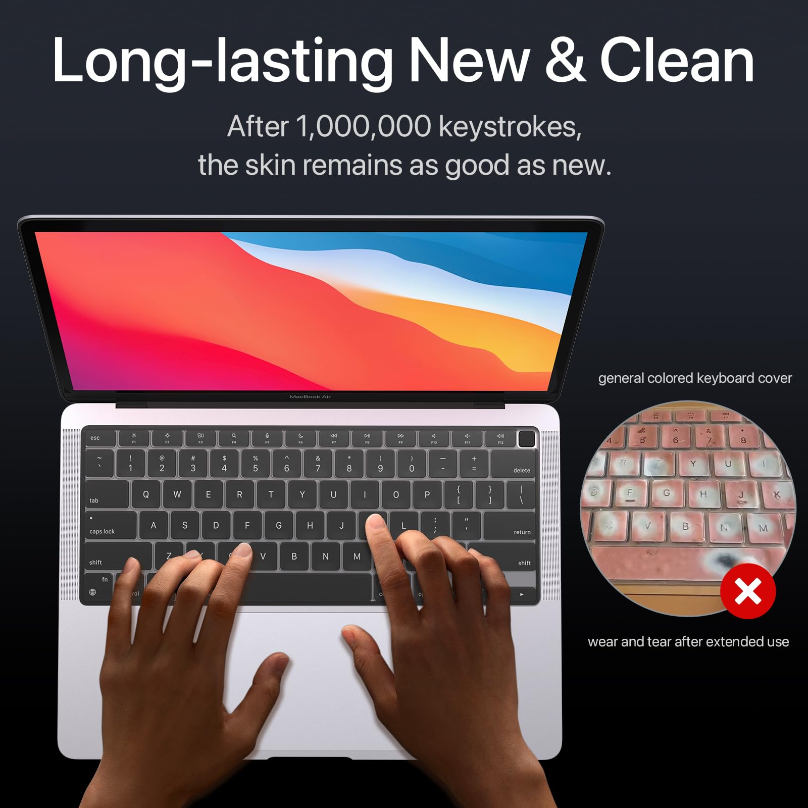 Soonjet Keyboard Cover Compatible With Macbook Air 13 Inch 2022 2021 2020 Release A2337 M1 A2179 Retina Display With Touch Id Ba