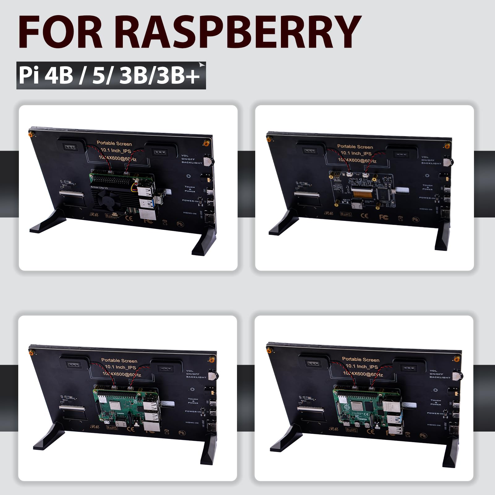 Geeekpi 10.1 Inch Capacitive Touchscreen For Raspberry Pi, Hdmi Monitor Ips 1024X600 Lcd Display With Dual Speaker For Raspberry
