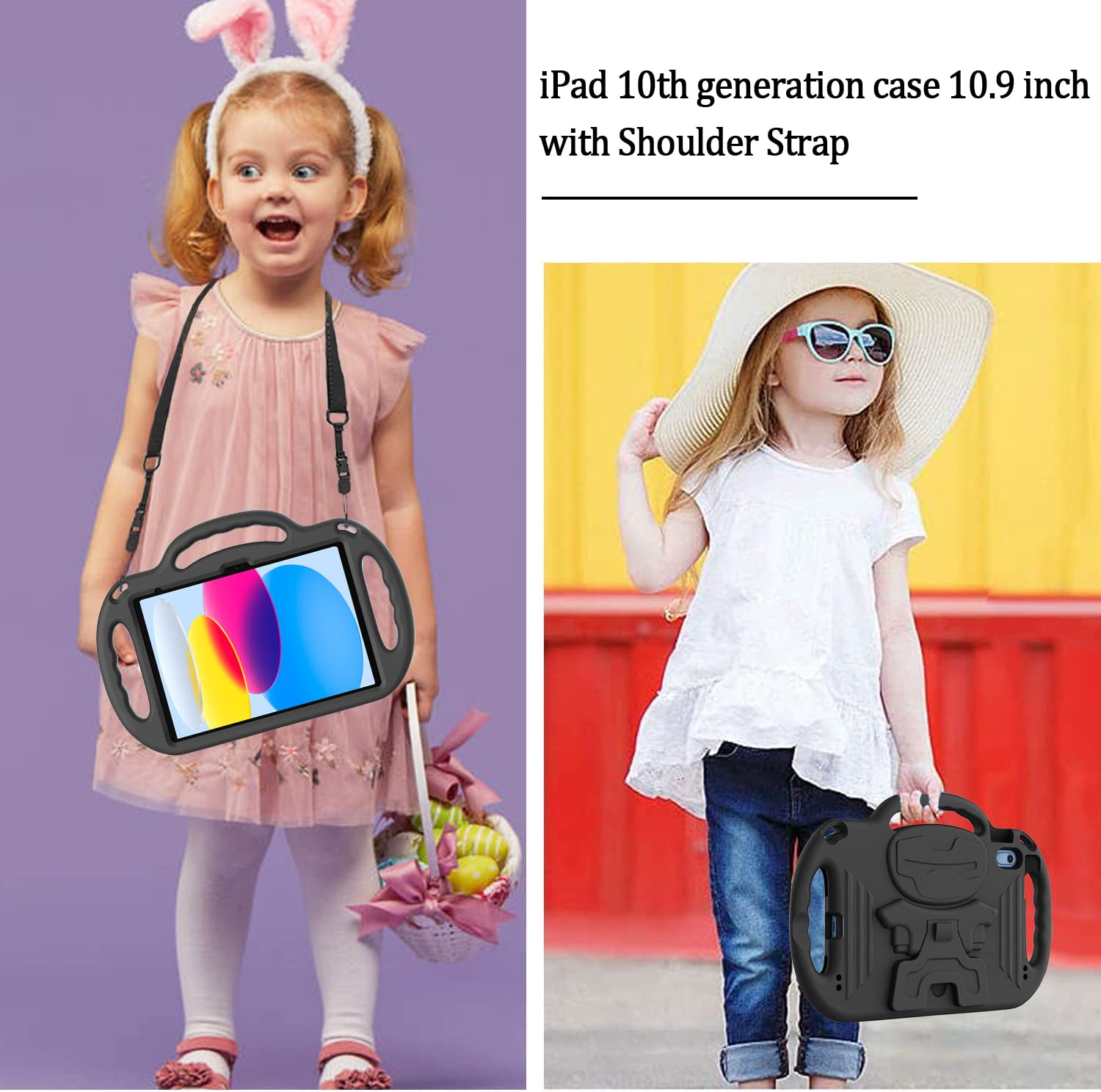 Ltrop Kids Case For New Ipad 10Th Generation 10.9 Inch 2022, With Shoulder Strap, Durable Handle Stand Child Proof Bumper Case,