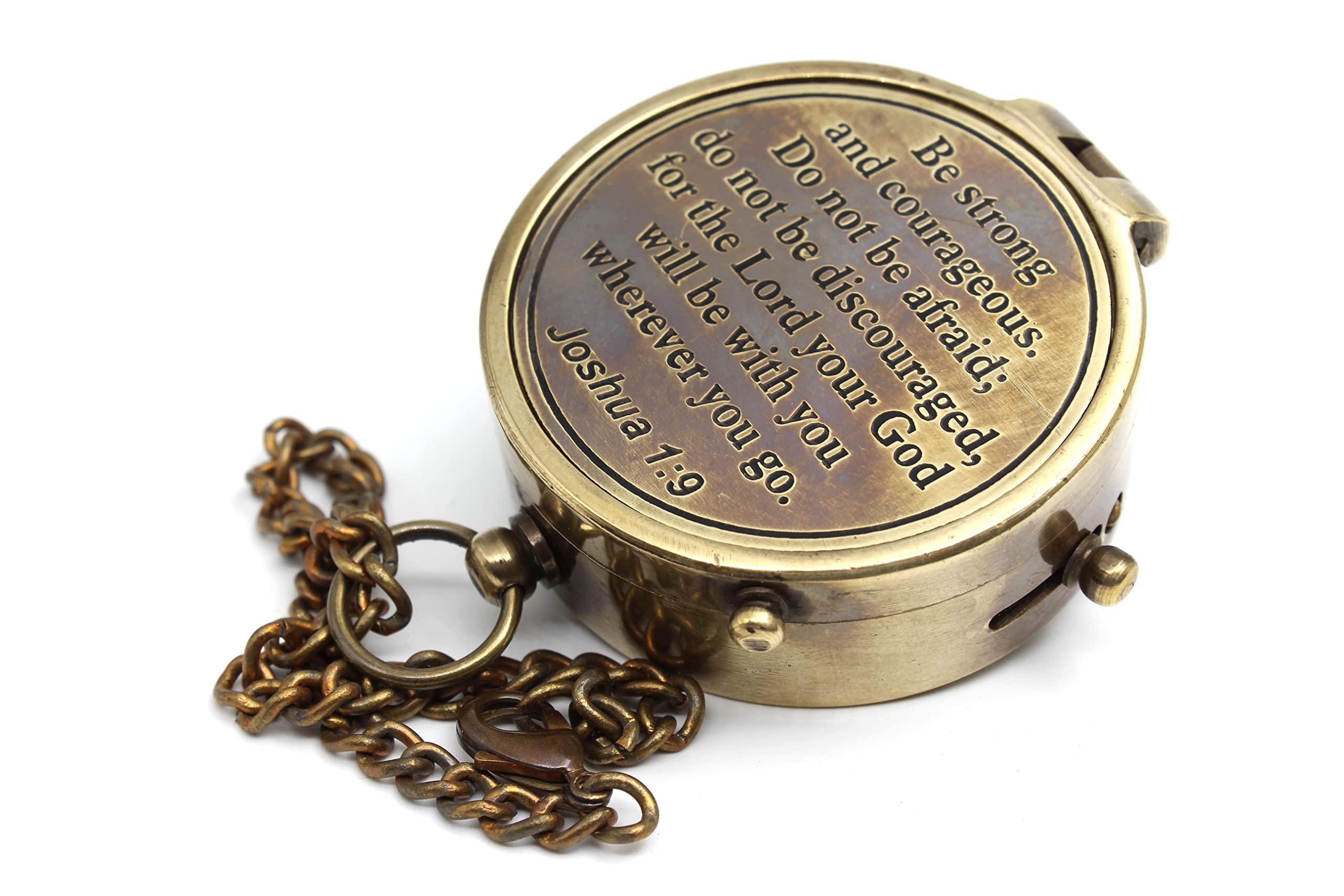 Be Strong And Courageous Do Not Be Afraidantique Nautical Vintage Directional Magnetic Compass With Famous Scripture Quote Engra