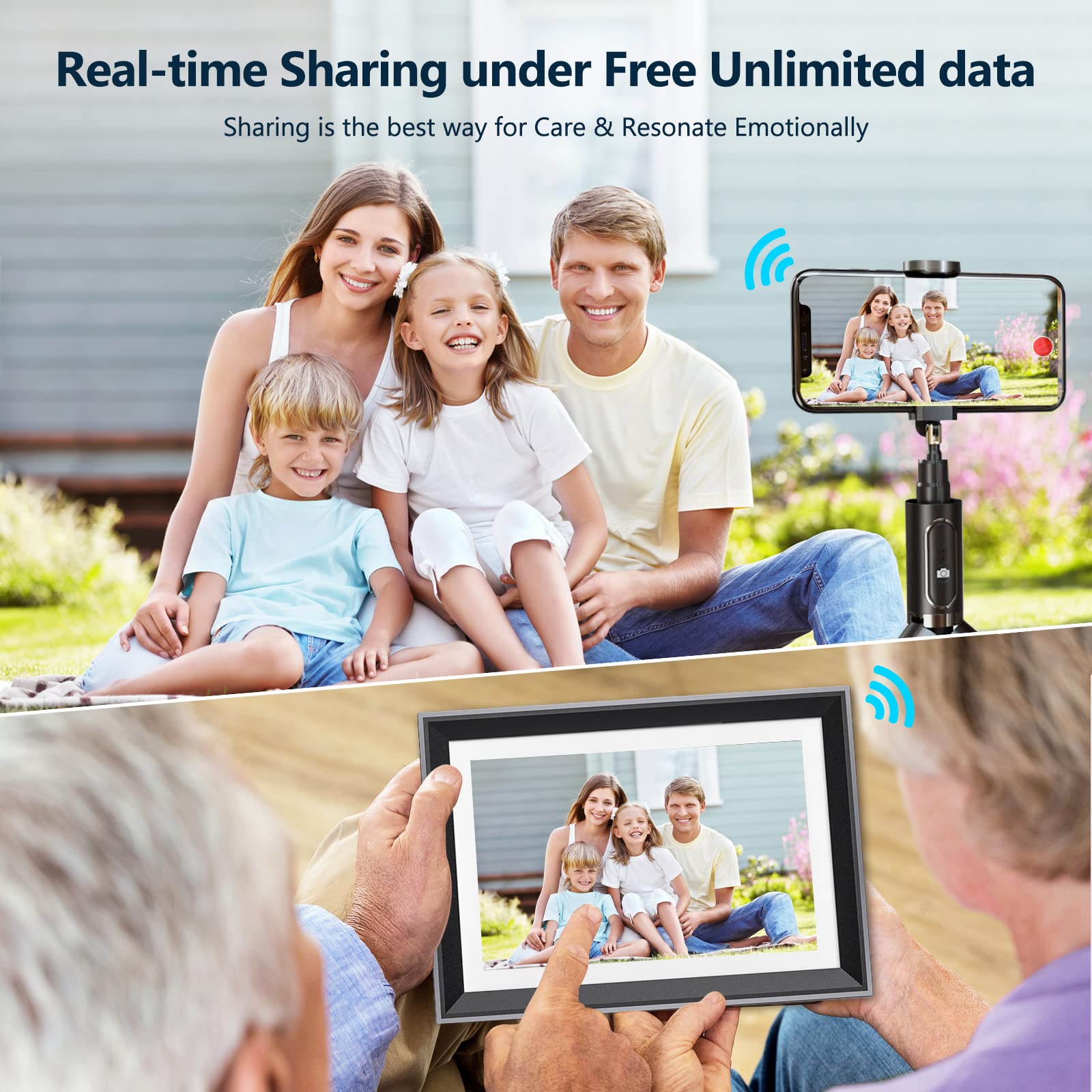 2023 Newest 10.1 Inch Wifi Digital Picture Frame 32Gb Smart Photo Frame With Instant App & Email Photo Transfer, Auto Rotation,