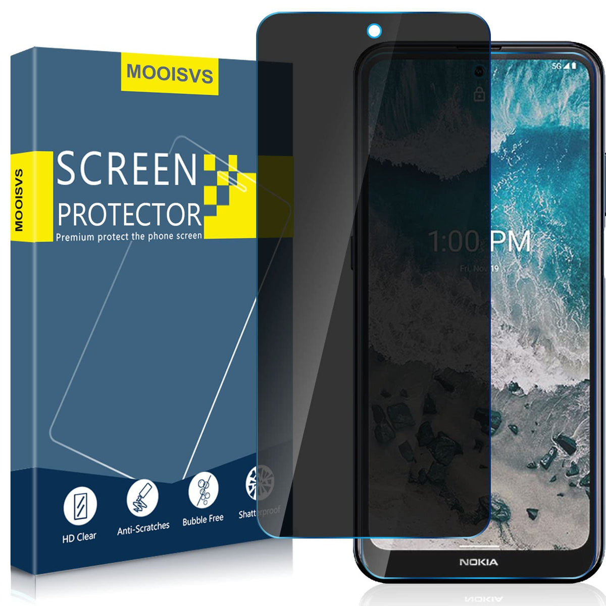Moonshield Mooisvs [2 Pack] Privacy Screen Protector For Nokia X100, Ultra Hd Tempered Glass Film,Anti Spy,9H Hardness,Case Frie