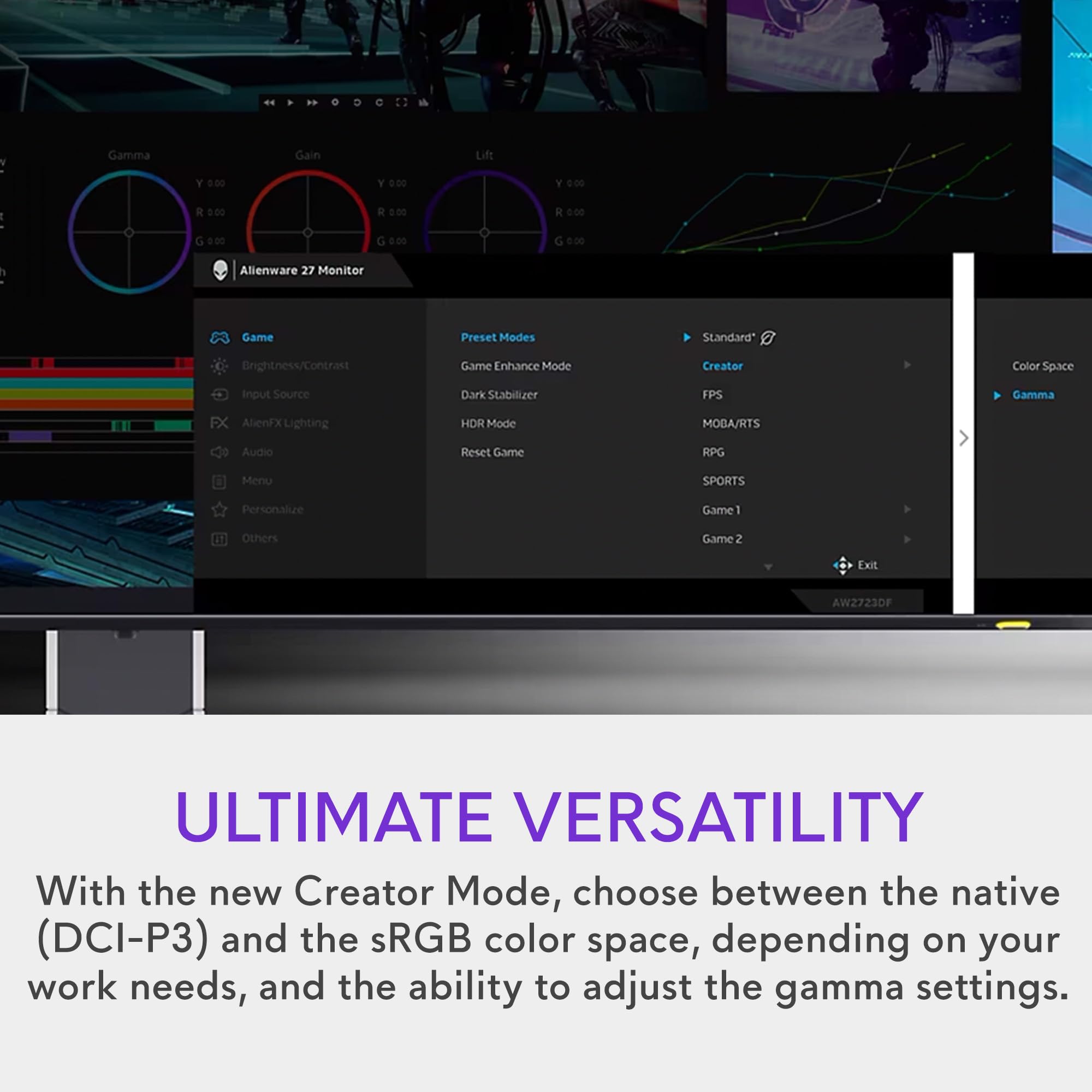 Alienware Aw2723Df Gaming Monitor   27 Inch (2560 X 1440) 240Hz Display (Dp 1.4), 1Ms Response Time, Nvidia G Sync, Preset Osd M