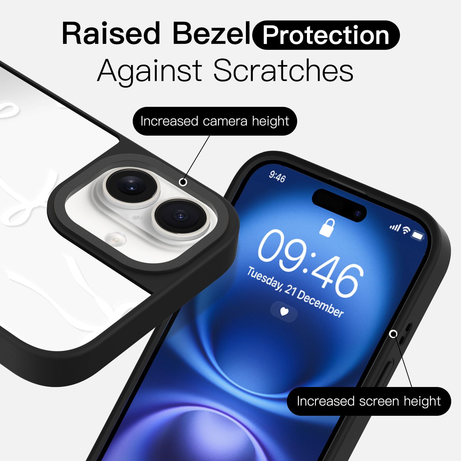 Ziye Mirror Case For Iphone 16 Plus Case,Cute Mirror White Ribbon Bow Pattern For Women Girls Slim Anti-Drop Shockproof Protecti