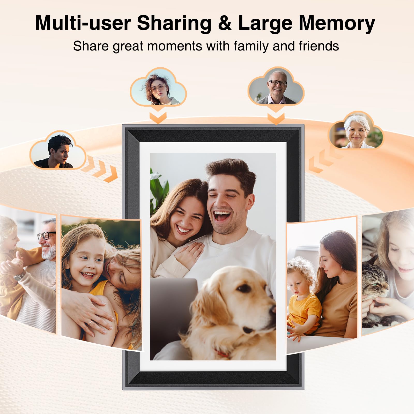 Wifi Digital Picture Frame 10 Inch Smart Digital Photo Frame Electronic With Ips Touch Screen, 16Gb Storage, Auto Rotate, Slides