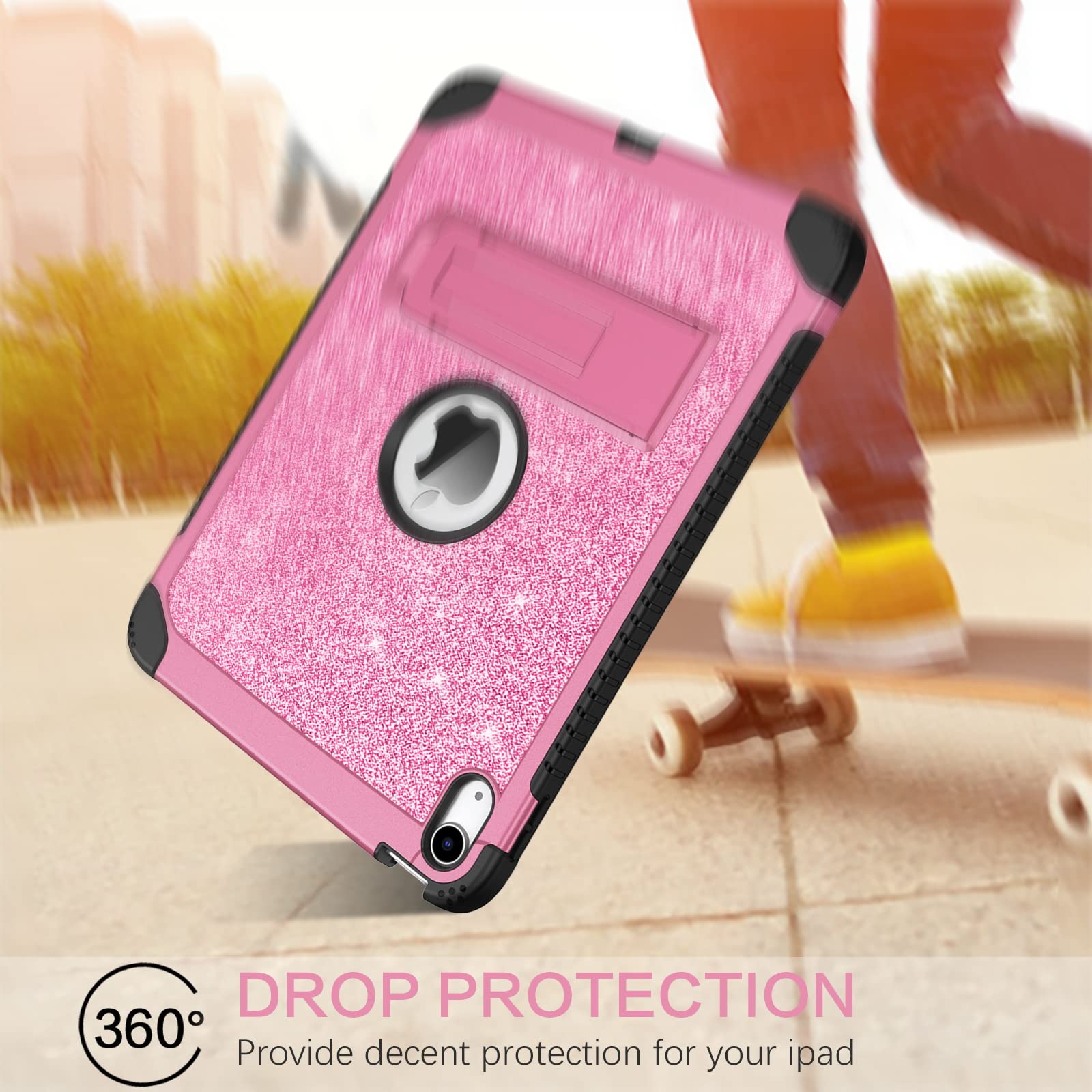 Bentoben For Ipad 10Th Generation Case,Ipad 10.9 Case 2022, Glitter Sparkly 3 Layers Shockproof Kickstand Rugged Protective Tabl