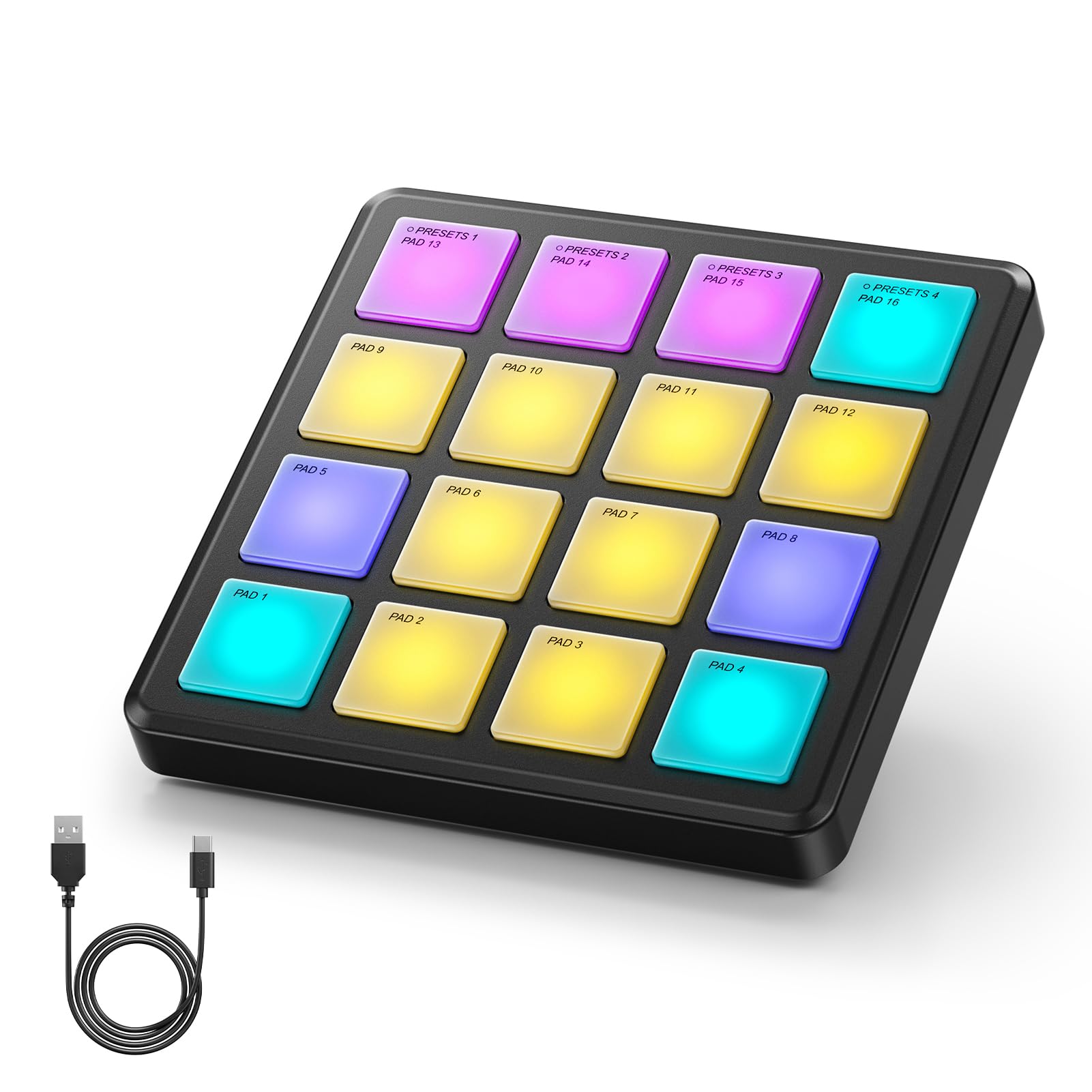 Donner MIDI Controller Pad Beat Maker Machine, Portable Drum Machine with 16 Beat Pads,Note Repeat and Music Production Software