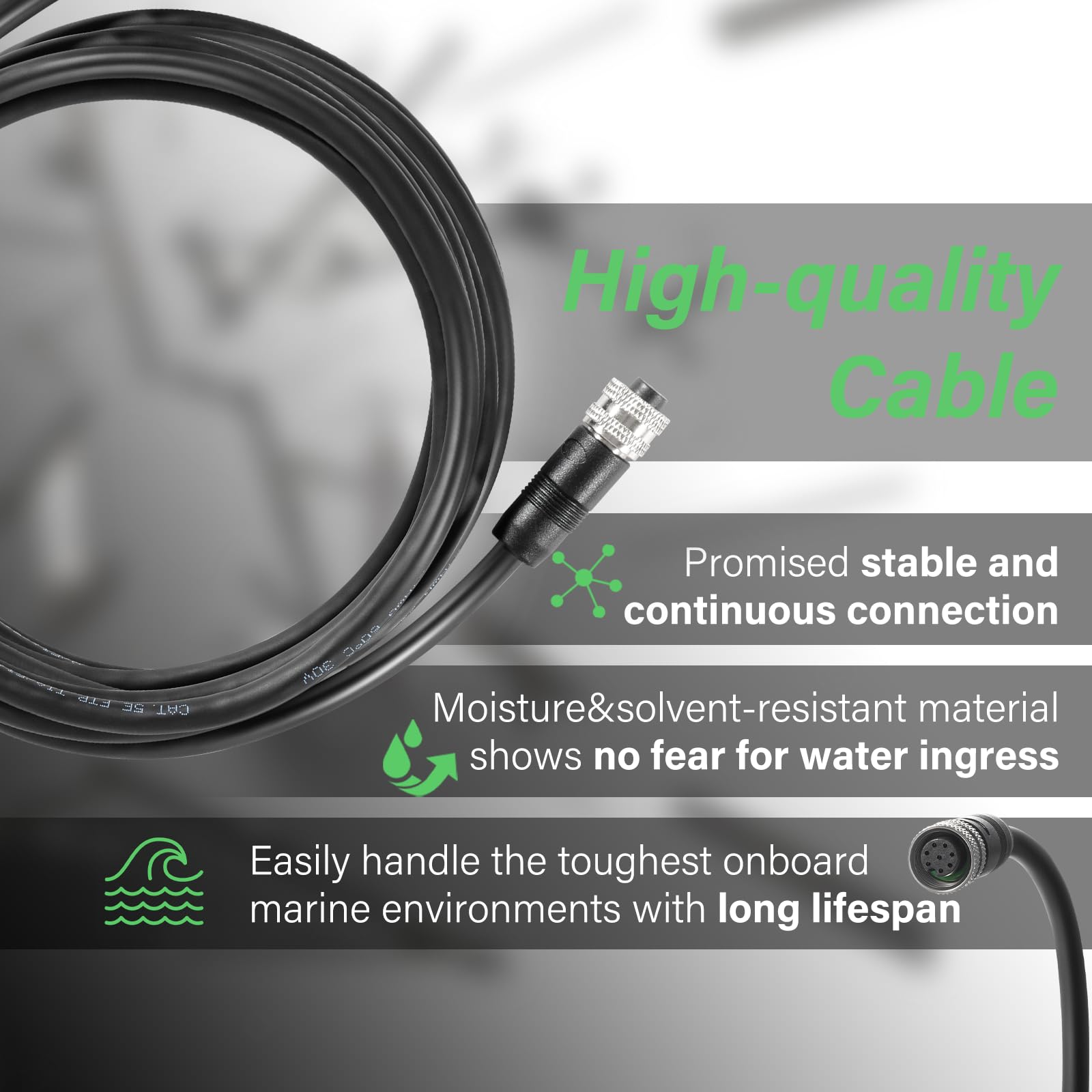 Bzumperyz 720073 5 15 Foot Ethernet Cable As Ec 15E Replace For Humminbird, Black Fit For Helix, Apex, Solix And Onix Models