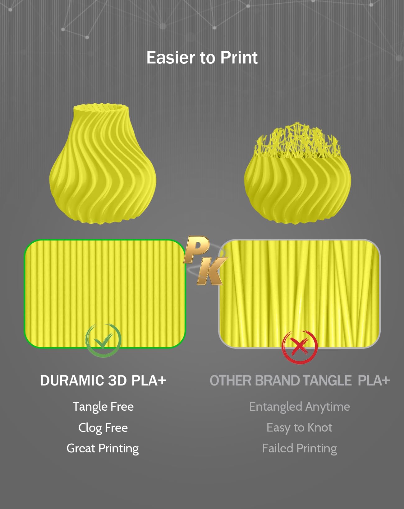 Duramic 3D Pla+ Filament 1.75Mm 1Kg Light Yellow, Pla Plus 3D Printer Filament 1Kg Spool(2.2Lbs) Pla Pro Tougher And Stronger, D