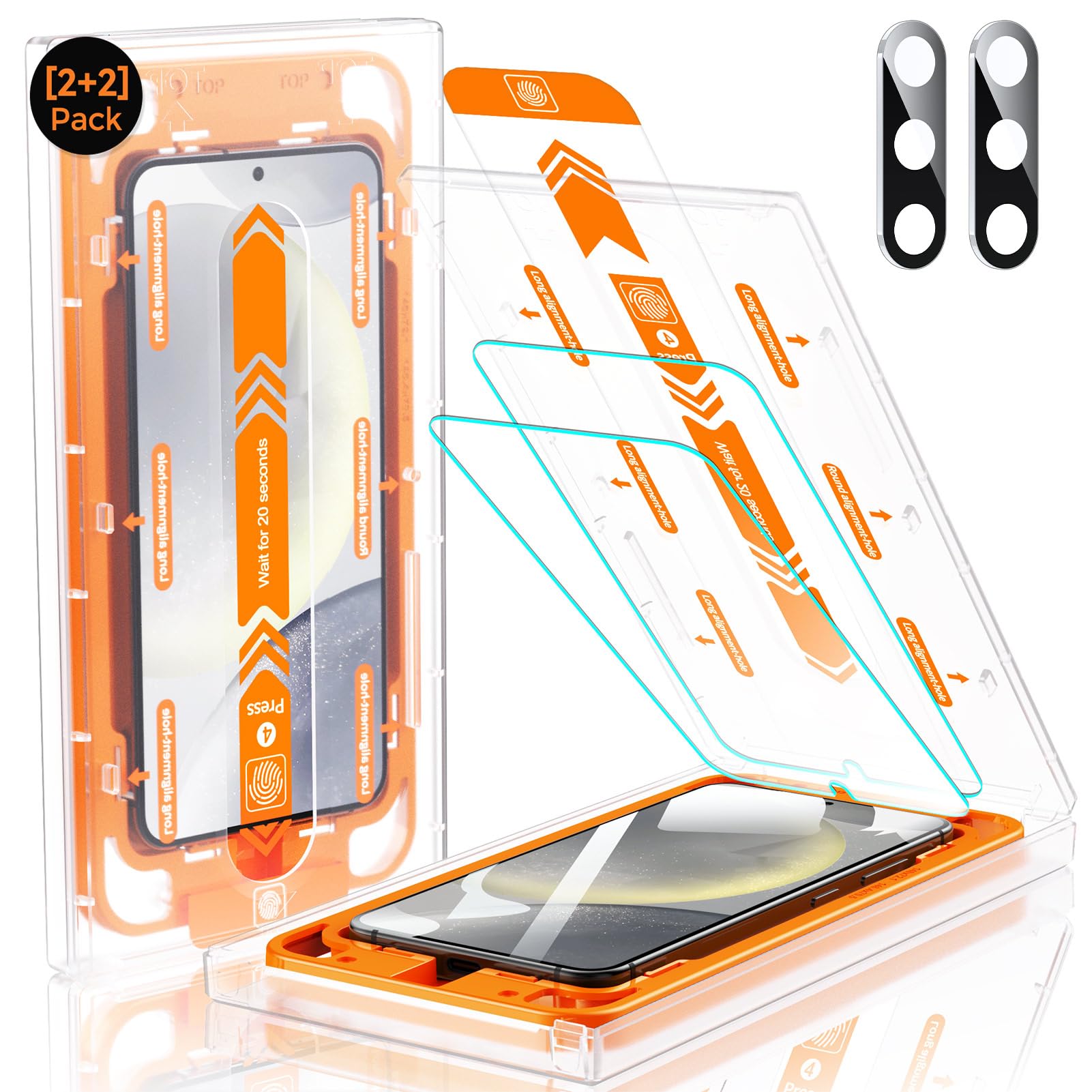 Mrglas Top 9H+Tempered Glass For Samsung Galaxy S24 Plus Screen Protector 6.7'' [Auto Alignment Kit][10X Military Protection] Wi