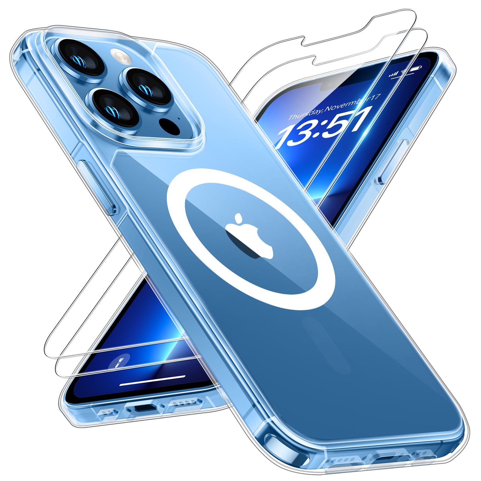 Tauri For Iphone 13 Pro Max Case, Compatible With Magsafe [Yellowing Resistant] With 2X Screen Protector, Military Grade Protect