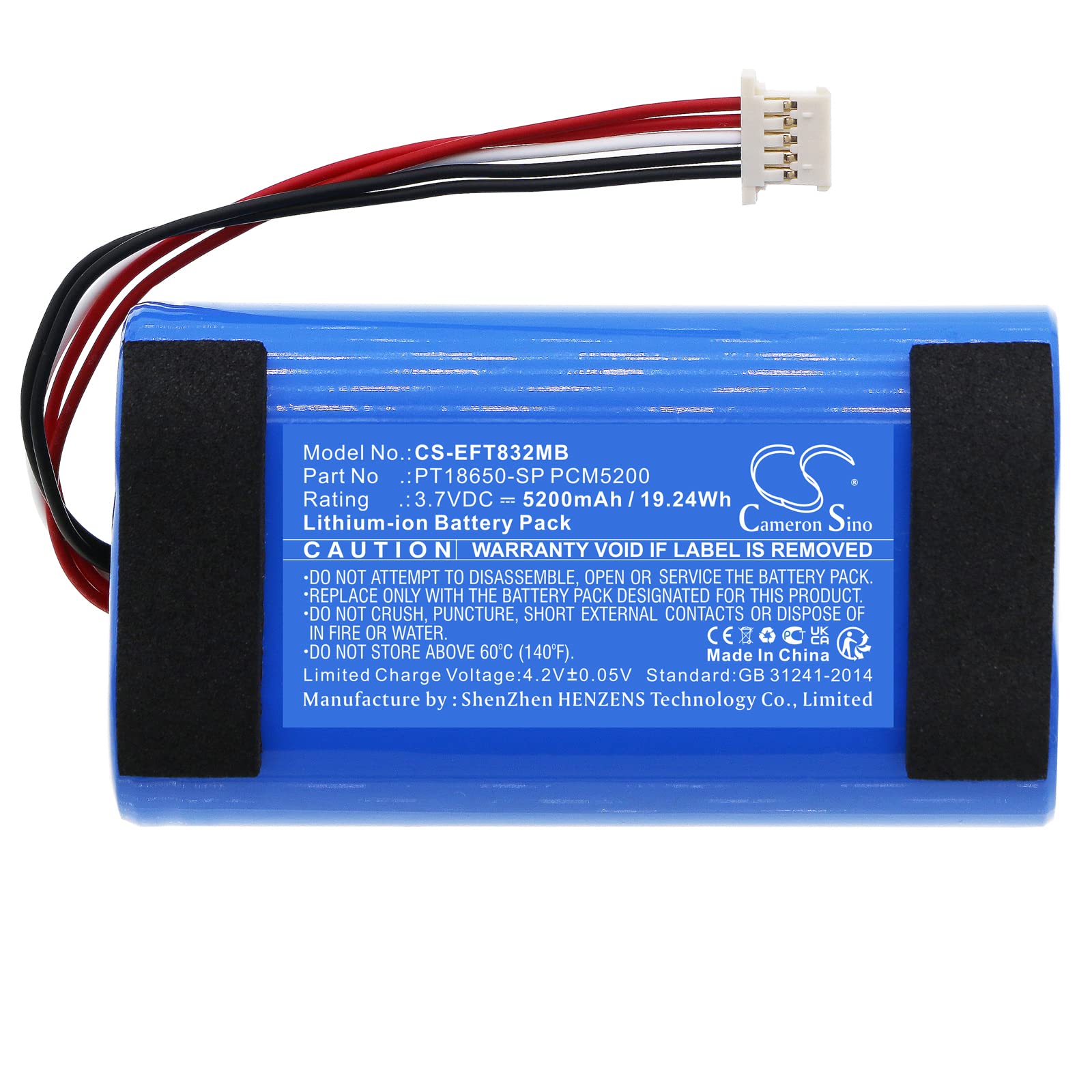 Fyiogxg Cameron Sino Battery For Eufy Spaceview Pro Baby Cam, T8321 M Pn:Eufy Pt18650 Sp Pcm5200 5200Mah / 19.24Wh