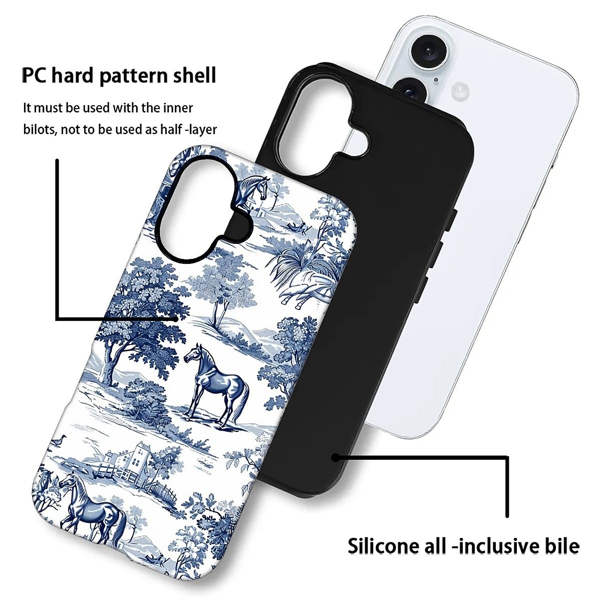 Ilikediy For Iphone 16 Plus Case,Hh2 Wild Desert Horse Manor Hybrid 2 Layer Hard Shell Silicone Protective Pattern Design Case