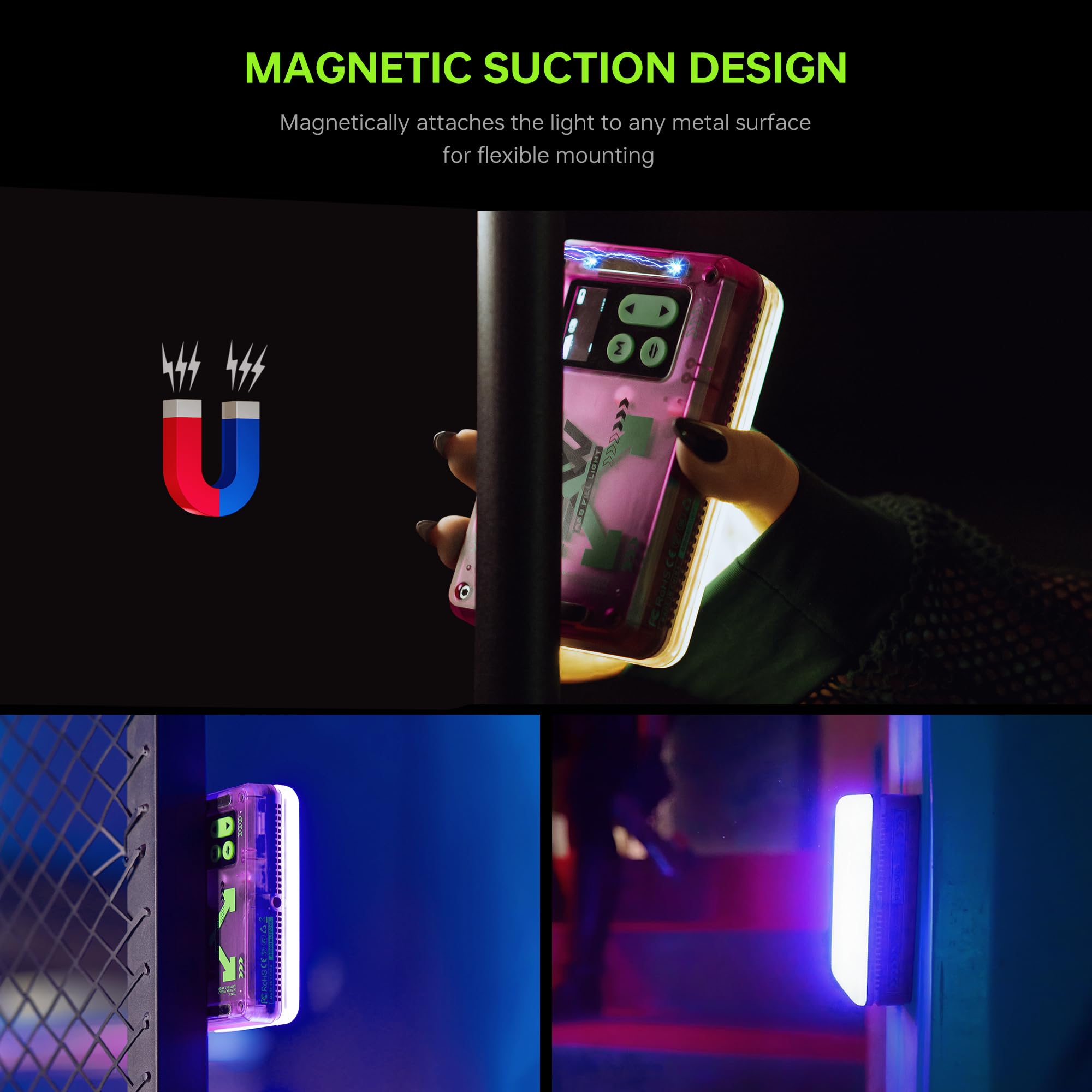Viltrox Magnetic Rgb Video Light 360 Full Color Portable Led Camera Light Panel With App Control/Cold Shoe Mounts/Cri 97+/2500K