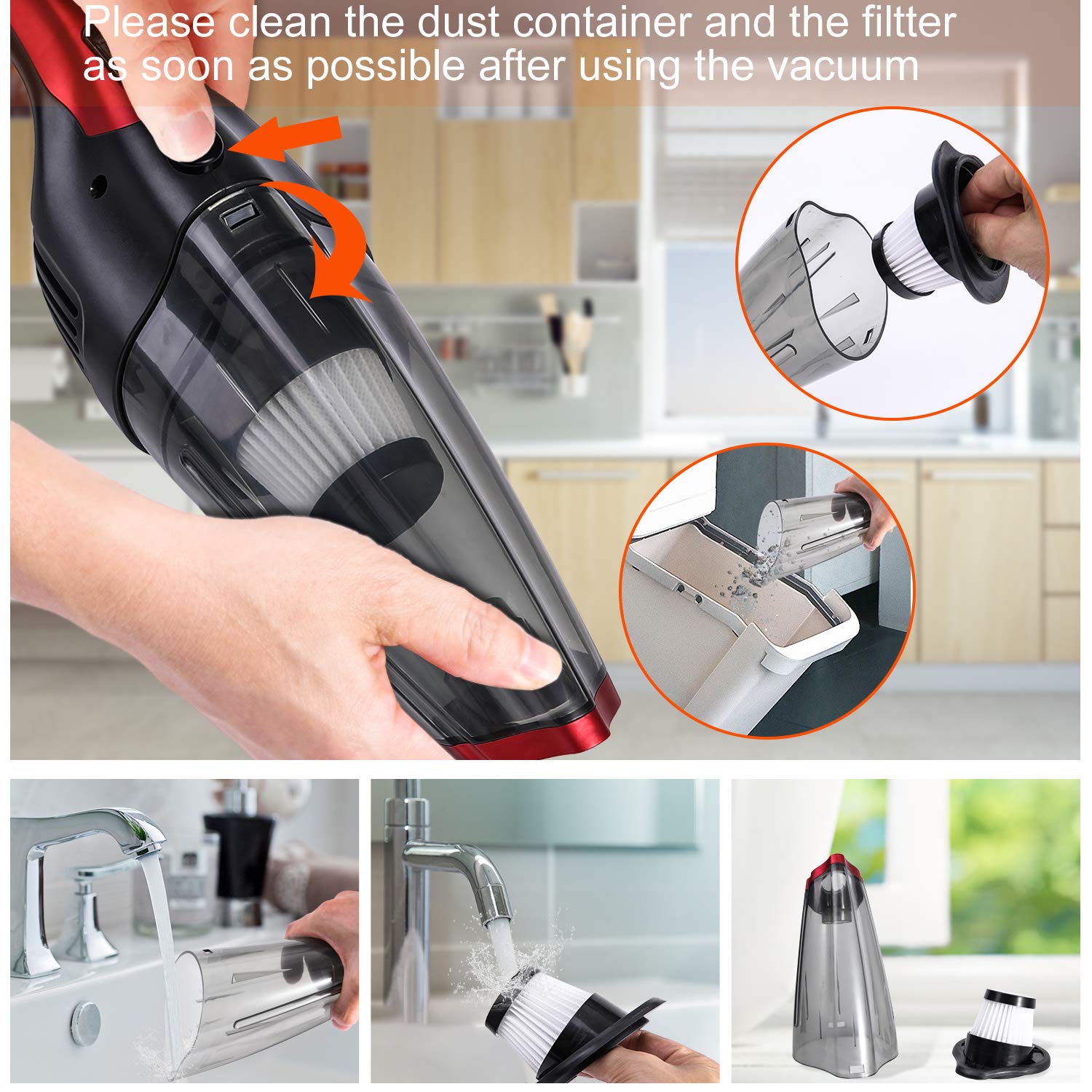 Fityou Handheld Vacuum Cleaner Cordless, Rechargeable (Usb Charge), Powerful Suction Cleaner, Portable Hand Vacuum For Pet Hair