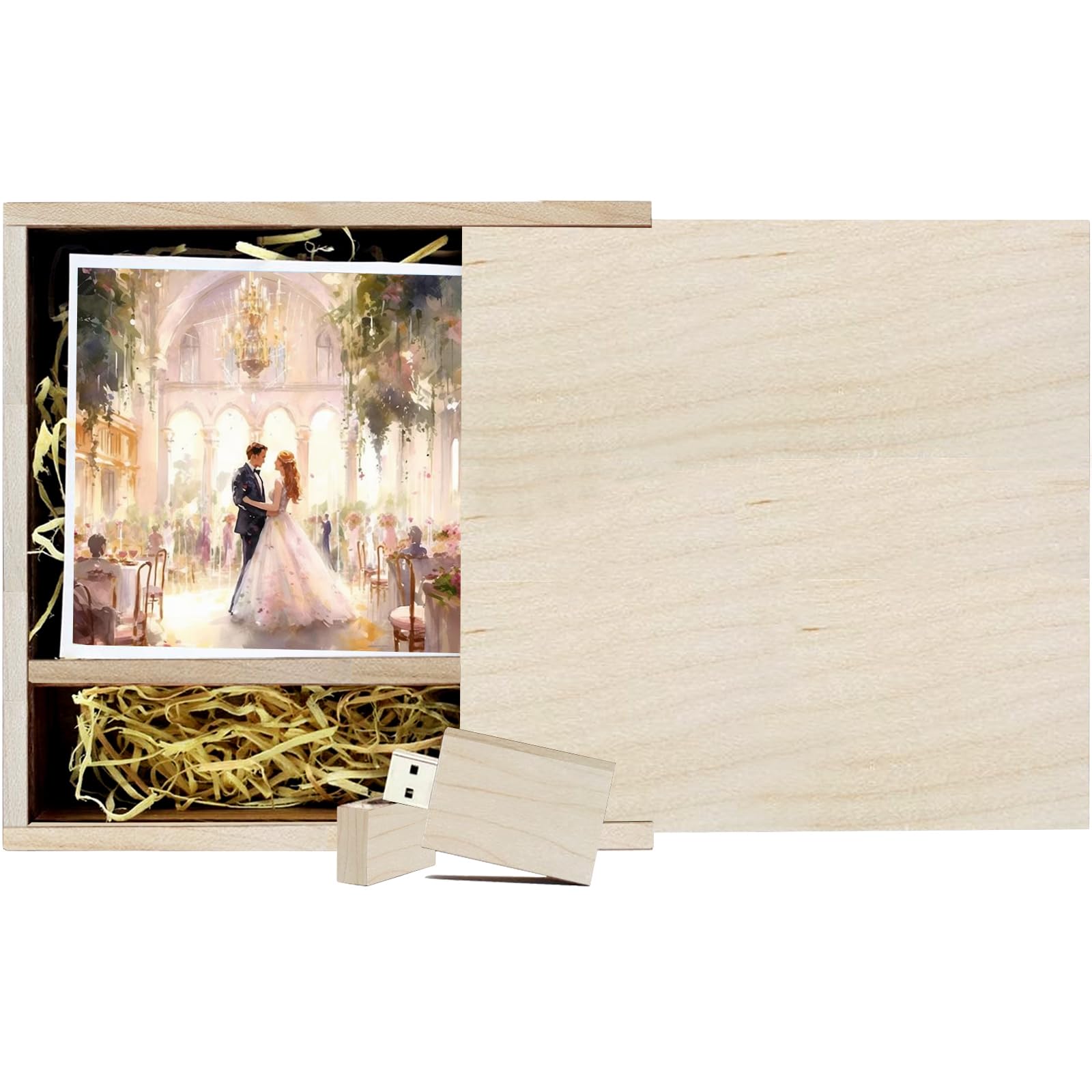 Wood Usb Flash Drive With Gift Box (6.73''X6.73''X1.38'') Tatmohik 16Gb Usb 3.0 Wedding Usb Memory For Storing Photos Maple Wood