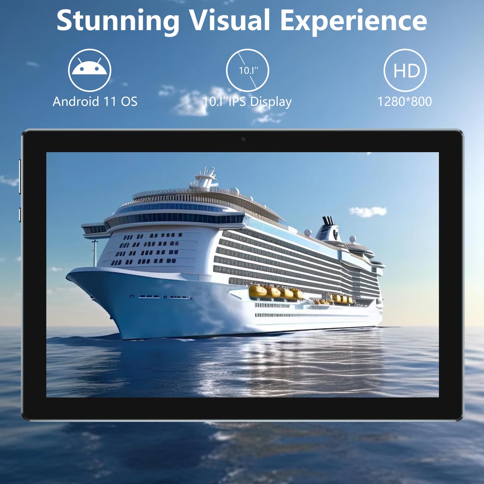 Tablet 2 In 1 6Gb+128Gb Android 11 Tablets, 10.1 Inch Tablet With Keyboard Mouse Case Stylus, 2.4G/5G Wifi 6, 1.8Ghz Computer Ta