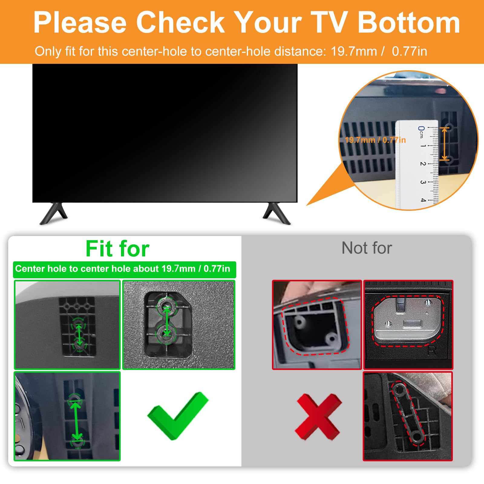 Tv Stand Legs For Onn Smart Tv   Only For 40'' 42'' 50'' Tv 100005842 100068372 100007147 With Screws, Please Check Tv Models Be