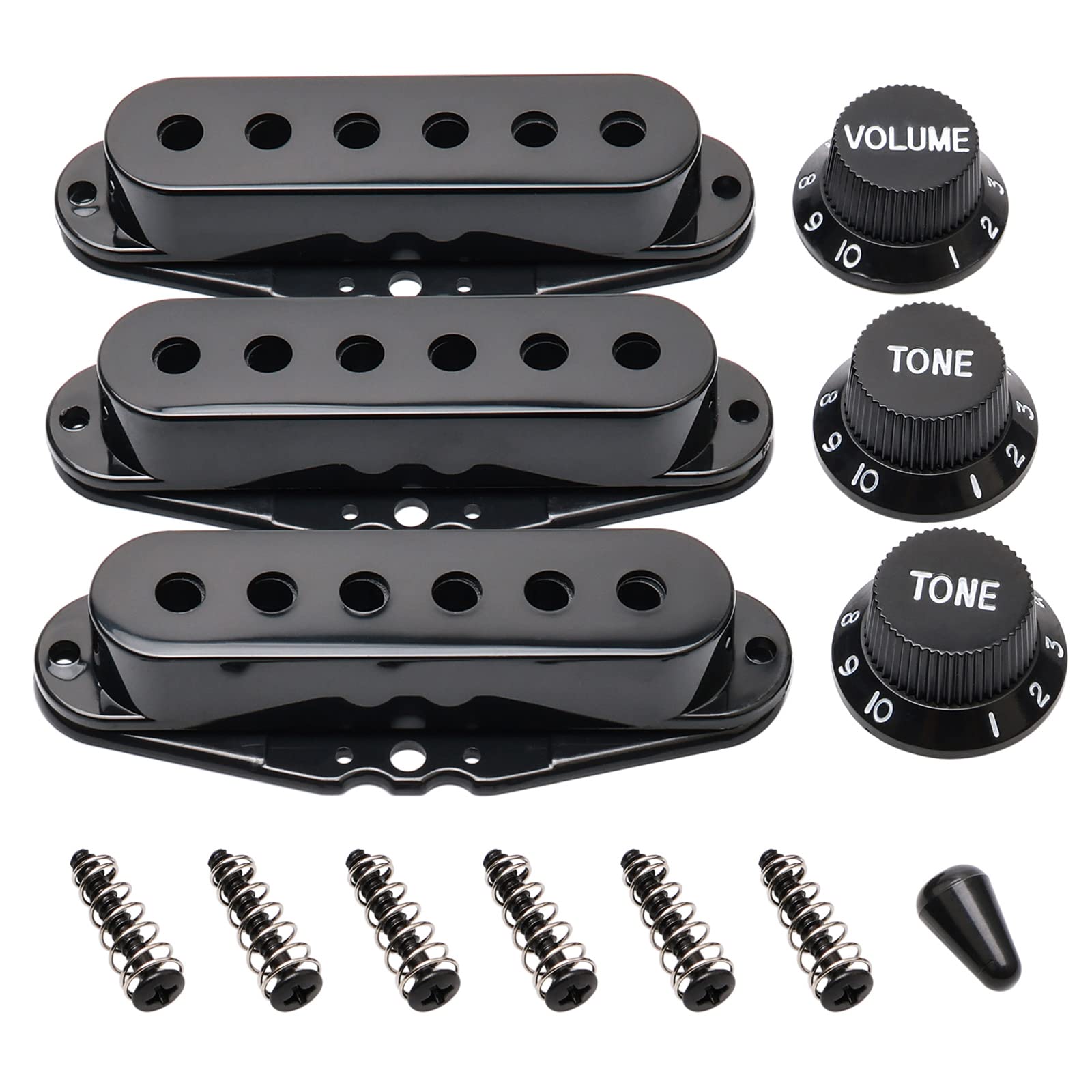 48Mm 50Mm 52Mm Single Coil Black Pickup Cover One Volume Two Tone Knobs With Switch Cap Kit For St Sq Electric Guitar