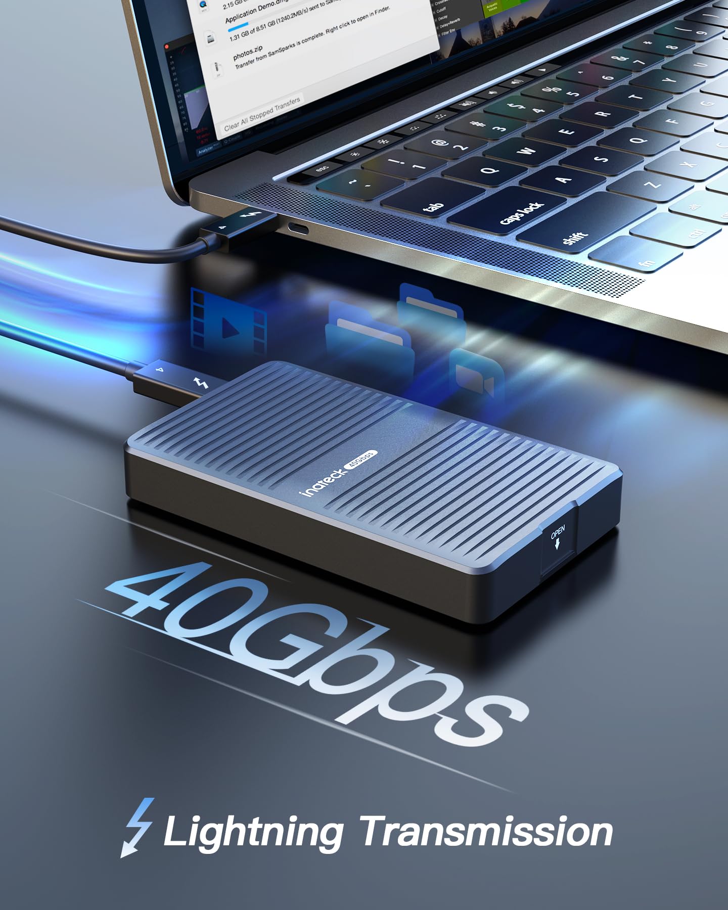 Inateck Usb4.0/Tbt4 M.Key M.2 Nvme Ssd Enclosure, 40Gbps, Aluminum, 8Tb, Gray, Tool Free Installation, Thunderbolt 3/4, Usb3.2/3