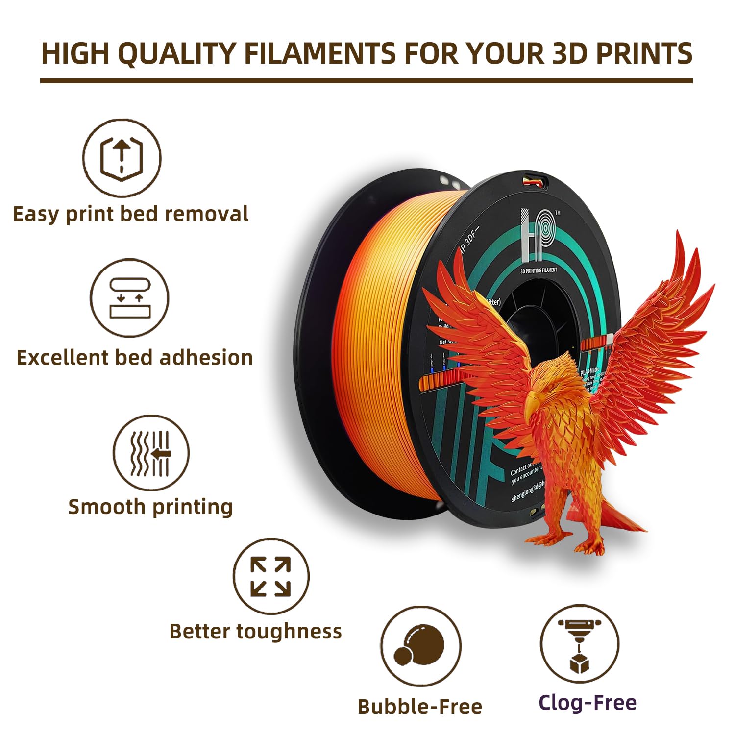 Pla Filament, Pla Plus(Pla+), 3D Printer Filament, Pla Filament 1.75Mm Dimensional Accuracy +/  0.02Mm, 1Kg Spool (2.2 Lbs), Fit