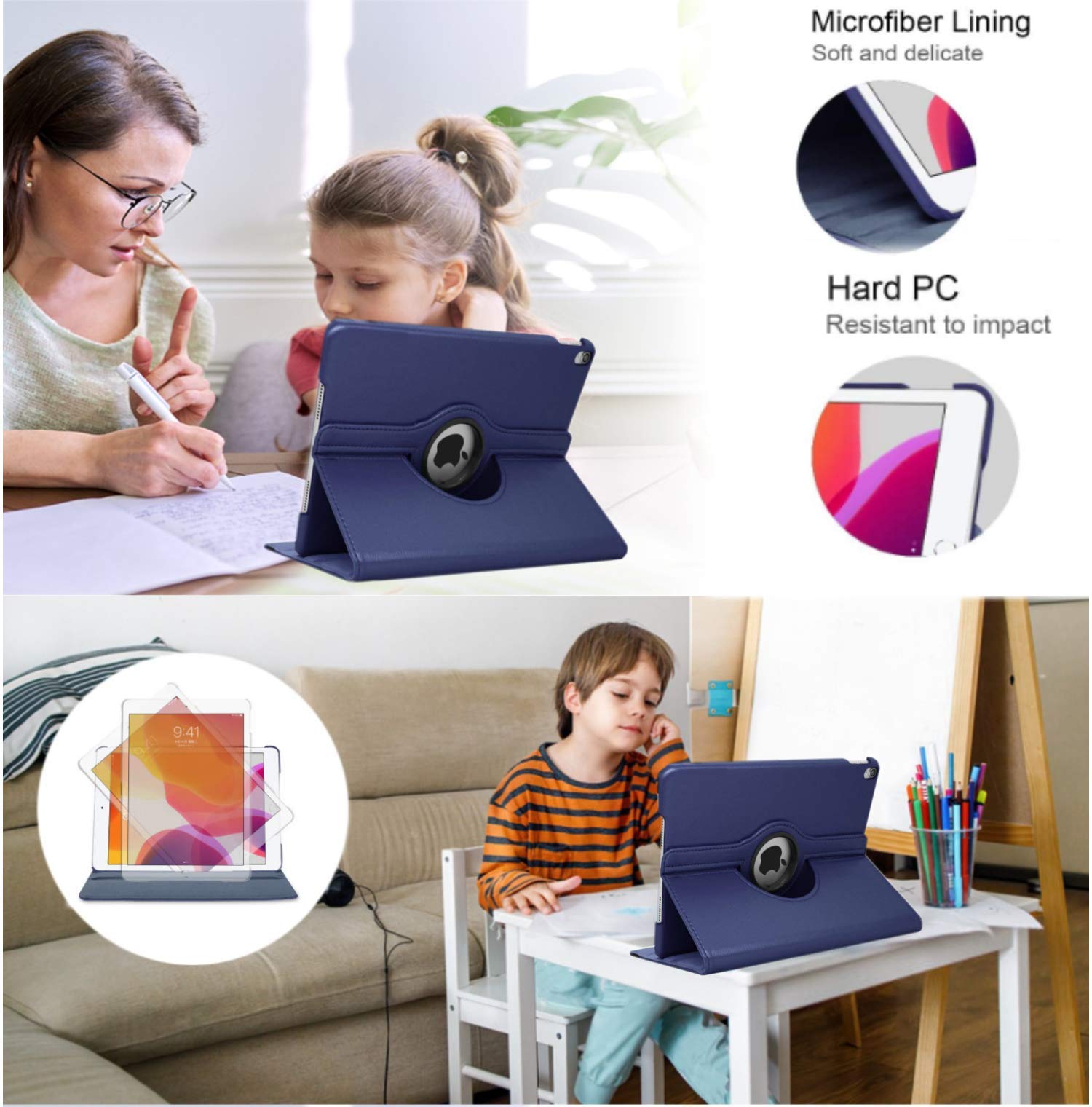 Case For Ipad 9Th 7Th / 8Th Generation 10.2 Inch Model Mk2K3Ll/A Mk2L3Ll/A Mk2N3Ll/A, Mk2P3Ll/A  360 Degree Rotating Protective