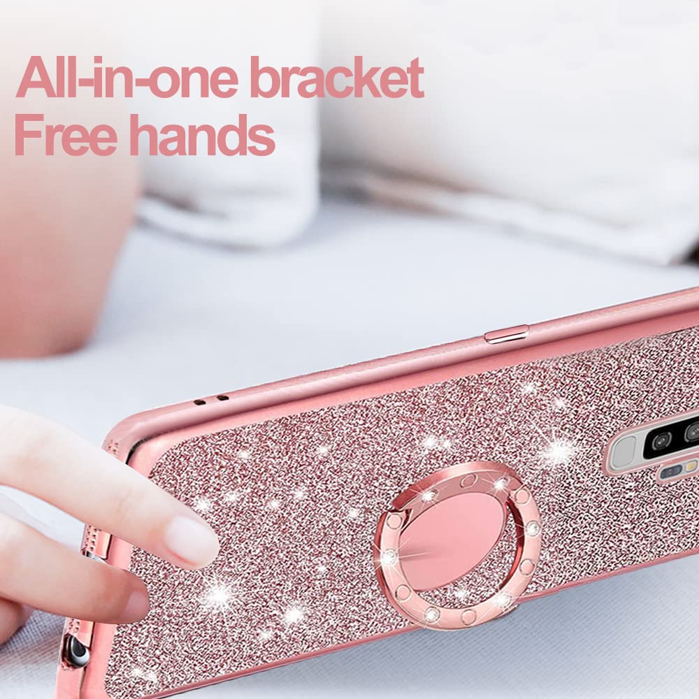 B Wishy For Samsung Galaxy S9 Plus Glitter Crystal Butterfly Heart Floral Slim Tpu Luxury Bling Cute Protective Cover With Kicks