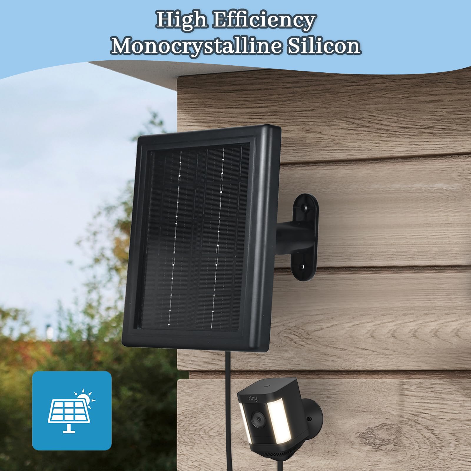 Bobuy Solar Panel Charger For Ring Cameras, 5V Solar Charger, Compatible With Ring Spotlight Cam/Ring Stick Up Cam And Outdoor W