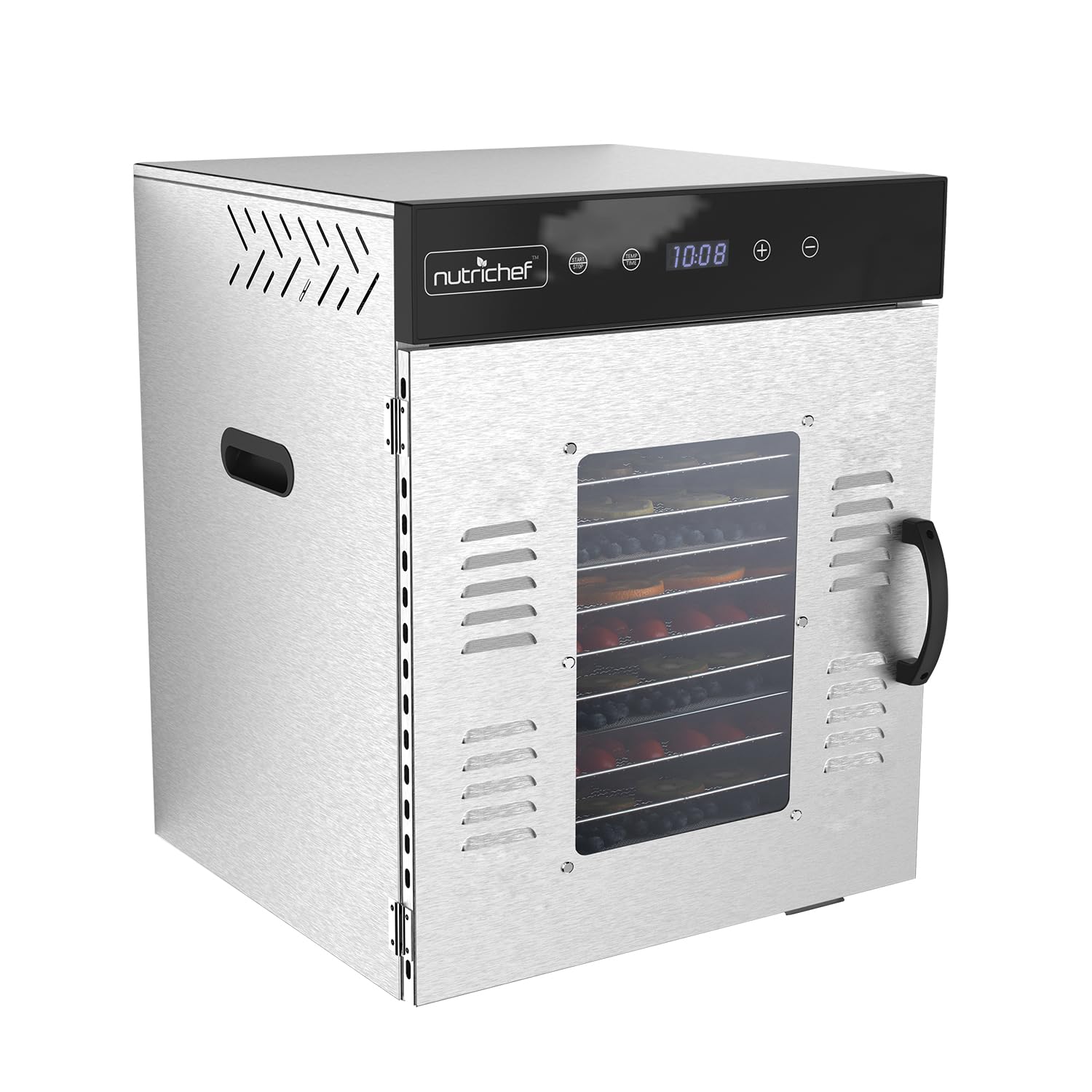 NutriChef Commercial Electric Food Dehydrator Machine - 14 Shelf Extra Large Capacity - Stainless Steel Trays - 1000-Watts, Digi