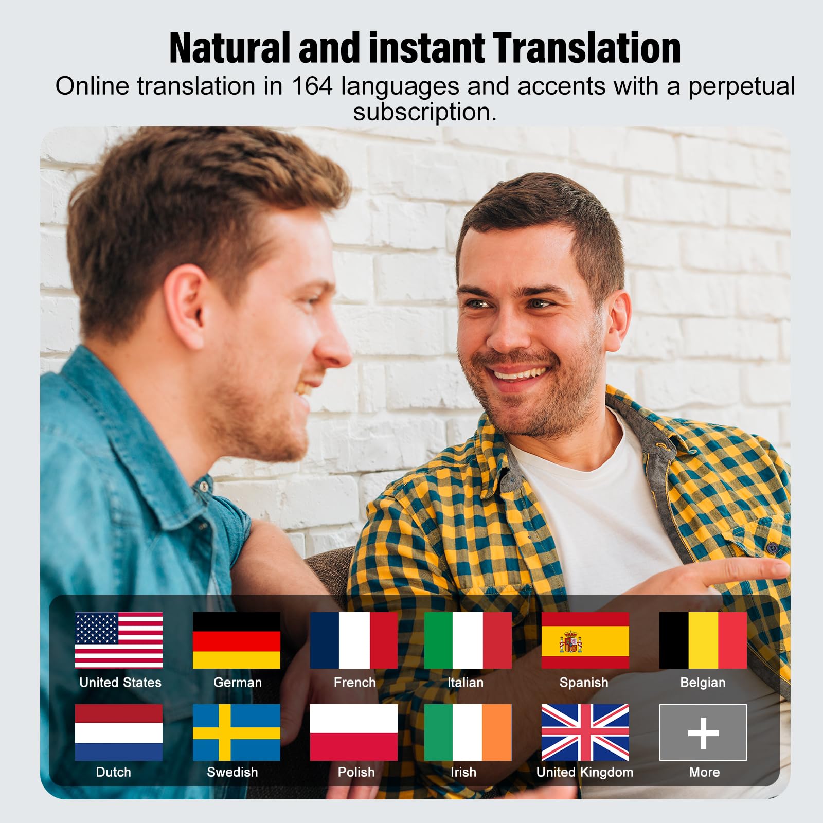 Puqo Ai Language Translation Earbuds, 3-In-1 Translator Earbuds Real Time With 4 Translation Modes With App, 164 Language Blueto