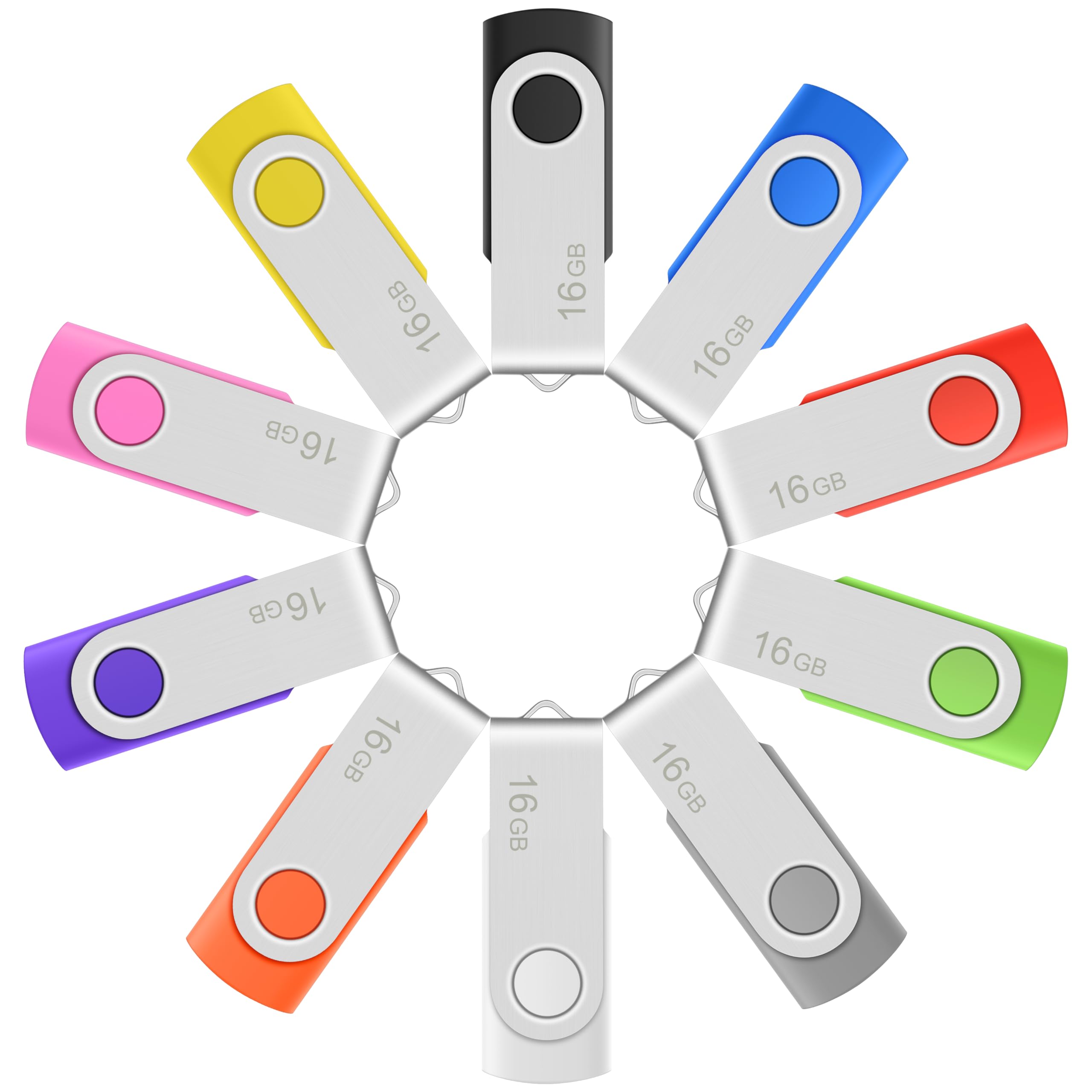 Enfain 32Gb Usb 2.0 Flash Drive Assorted 10 Color 10 Pack Thumb Drive For Data Storage And Distribution, User Friendly Packaging For Back To School Gift, Personal Use And Office Use