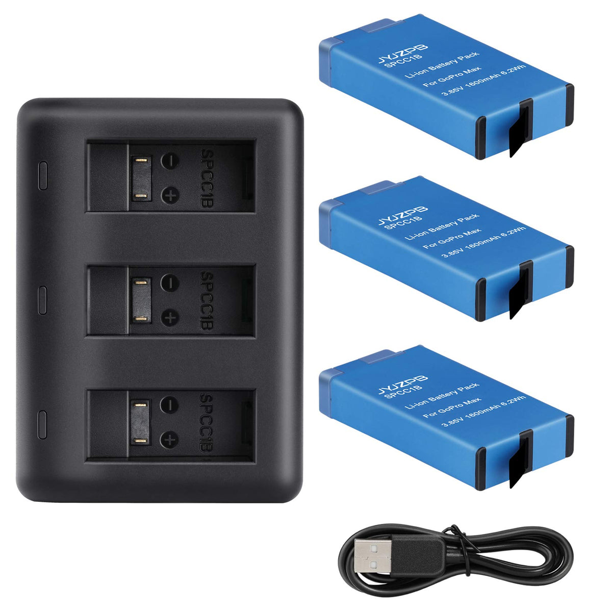 Jyjzpb Max Replacement Battery 3 Packs And 3 Channel Battery Charger For Go Pro Max 360 (Fully Compatible For Original Max)