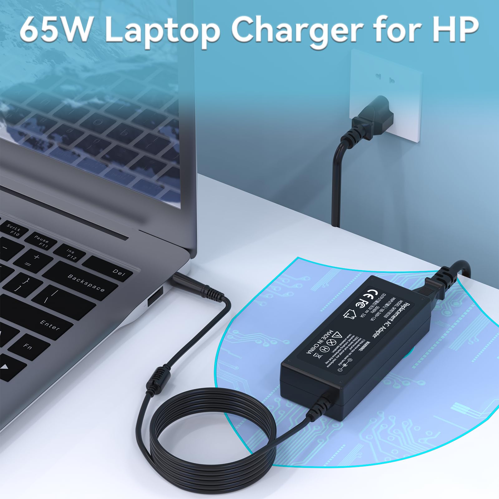 65W Laptop Charger For Hp Elitebook Folio 9470M 9480M Hp Pavilion Dv7 Dv6 Dv5 G6 G7 Dm4 G62 G72 Elitebook Revolve 810 G1 G2 820 G1 Power Supply Cord