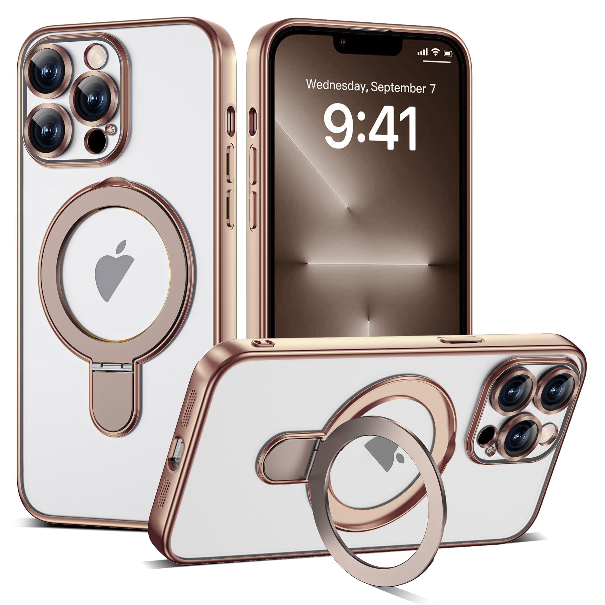 ETPESOK Compatible with iPhone 13 Pro Max Case with Magnetic Ring Stand [Compatible with Mag-Safe] [Full Camera Lens Protector] 