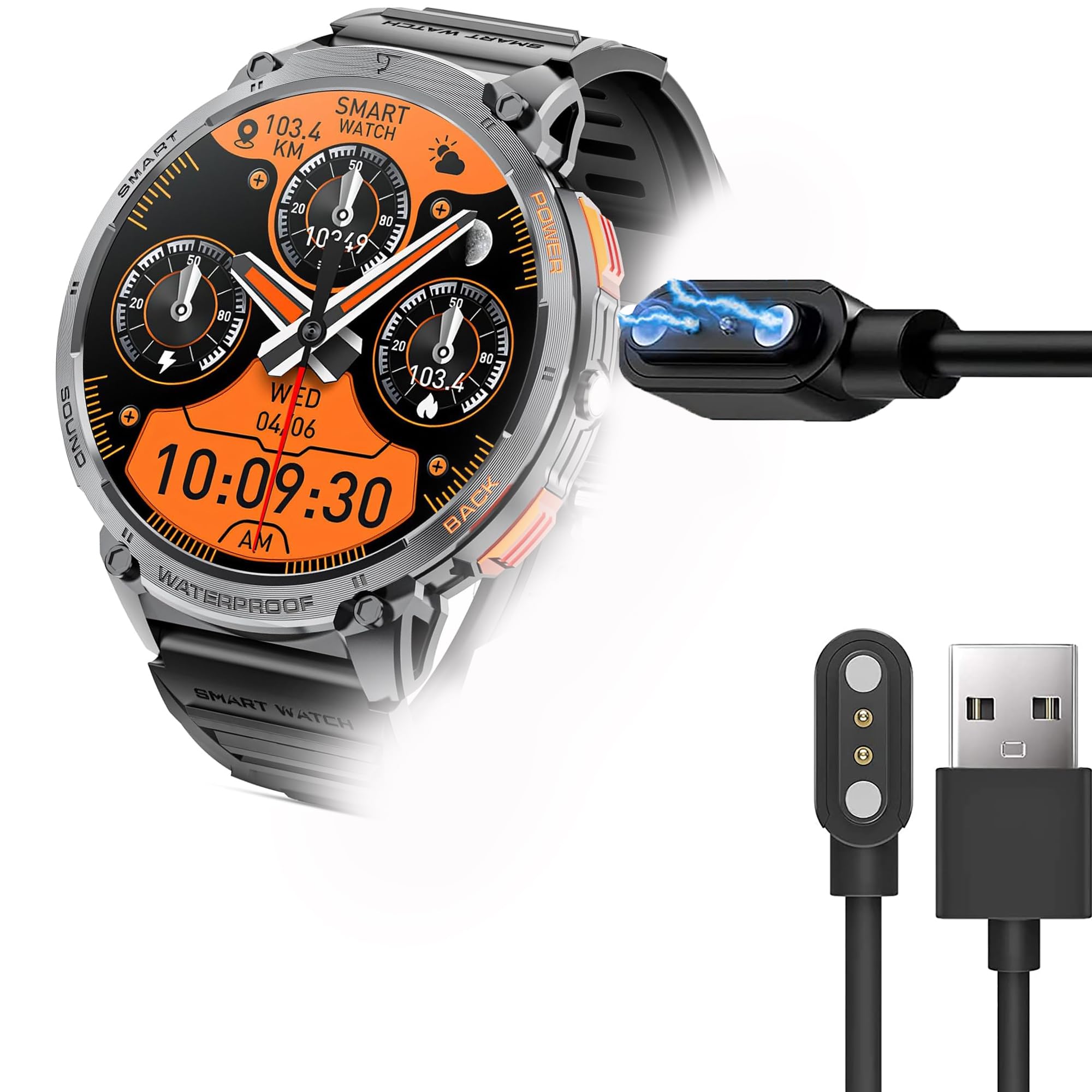 Compatible with Mingwear Military Smart Watch Charger, Magnetic Replacement Charger Compatible for Mingwear K68, M4 Smart Watch 