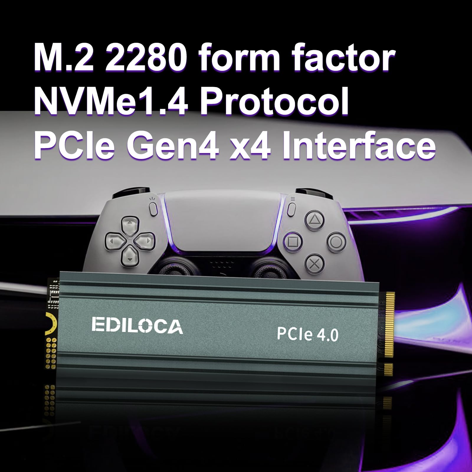 Ediloca En760 Ssd With Heatsink 500Gb Pcie Gen4, Nvme M.2 2280, 3D Nand Tlc, Up To 4800Mb/S, Internal Solid State Drive, Dynamic