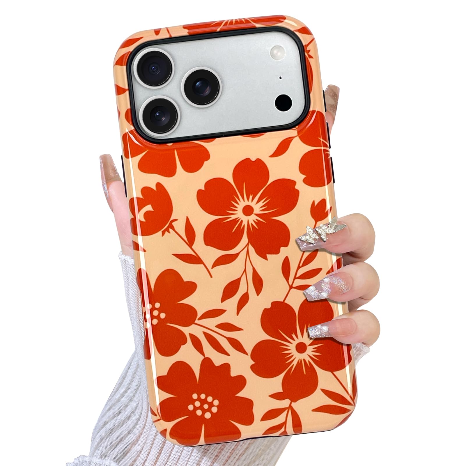 TEAUGHT Compatible with iPhone 17 Pro Case Support for MagSafe Cute Pattern Floral Flower Camera Protection Cover for Girls Wome