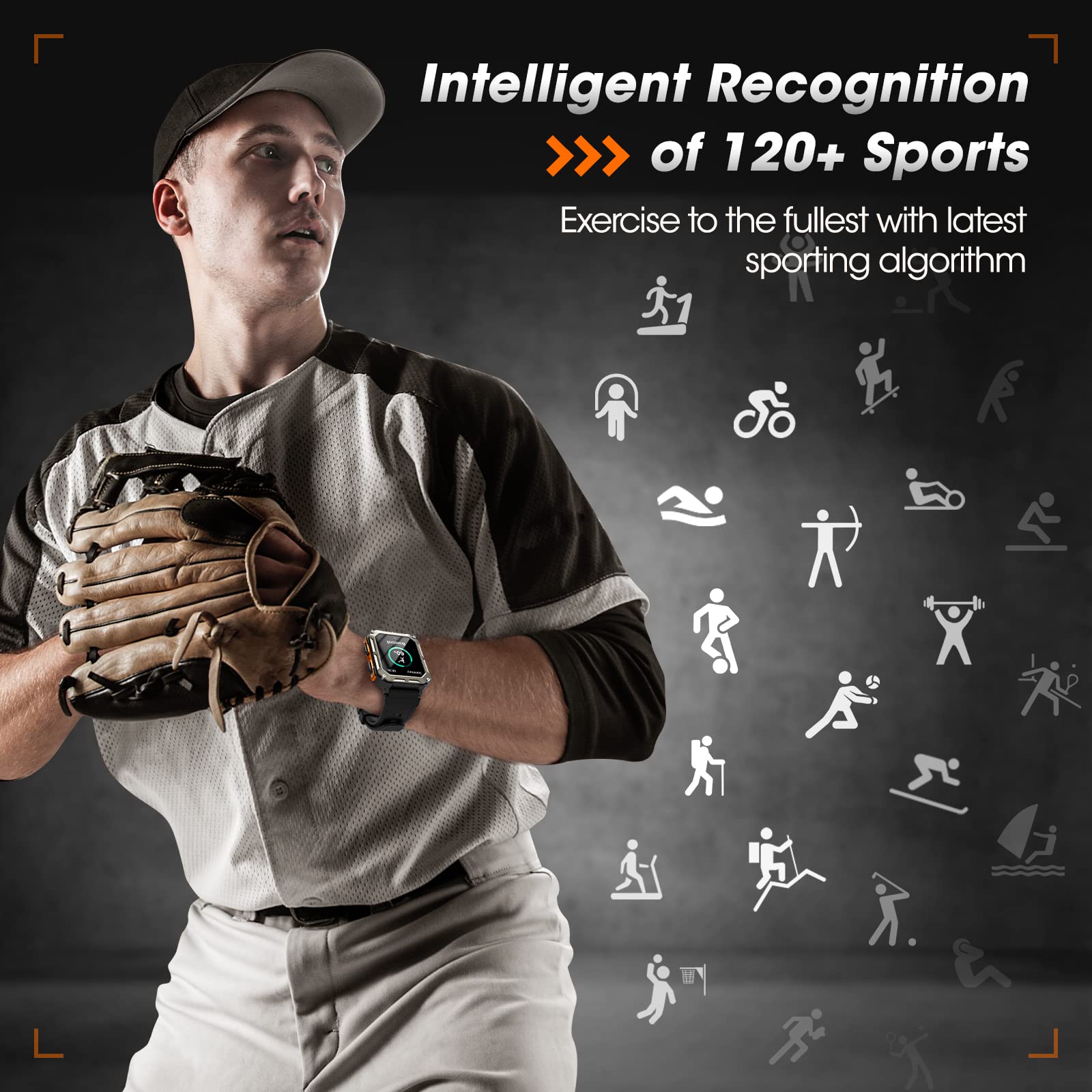 Military Smart Watch For Men With Blood Pressure (Answer/Make Call), Rugged Tactical Smartwatch For Android And Iphone, 10 Atm W