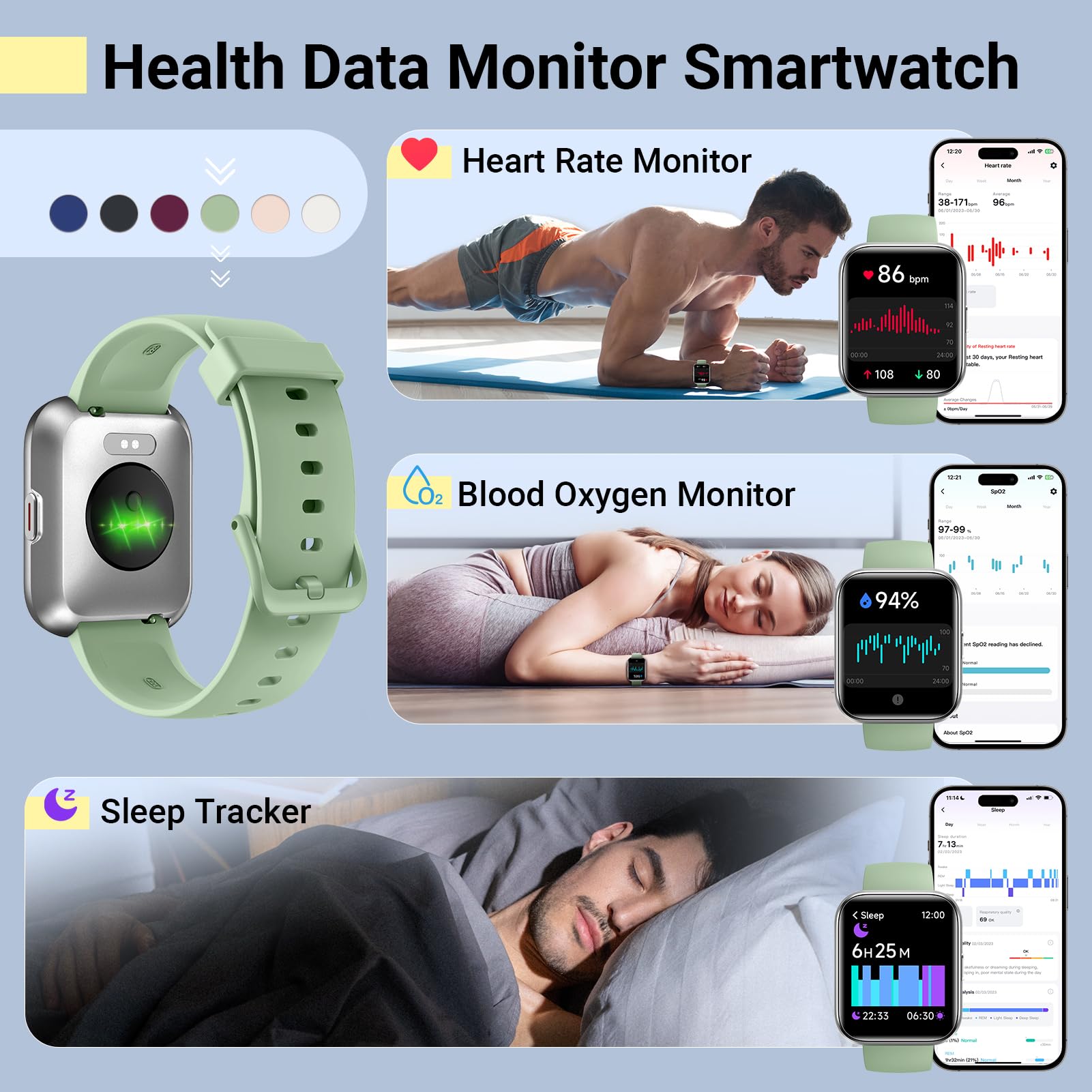 Quican Smart Watches For Women/Men, Smart Watch For Android Phones & Iphone, Fitness Watches For Women With Alexa, Call & Notifi