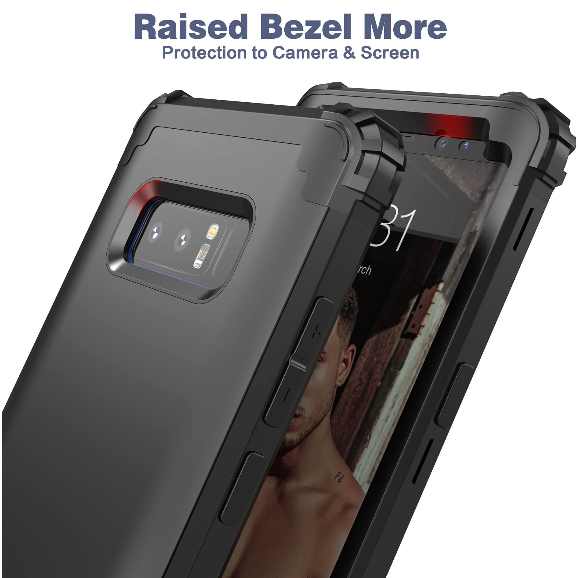 IDweel Galaxy Note 8 Shockproof Hybrid Phone Case Hard PC Soft Silicone Black 6.3-inch
