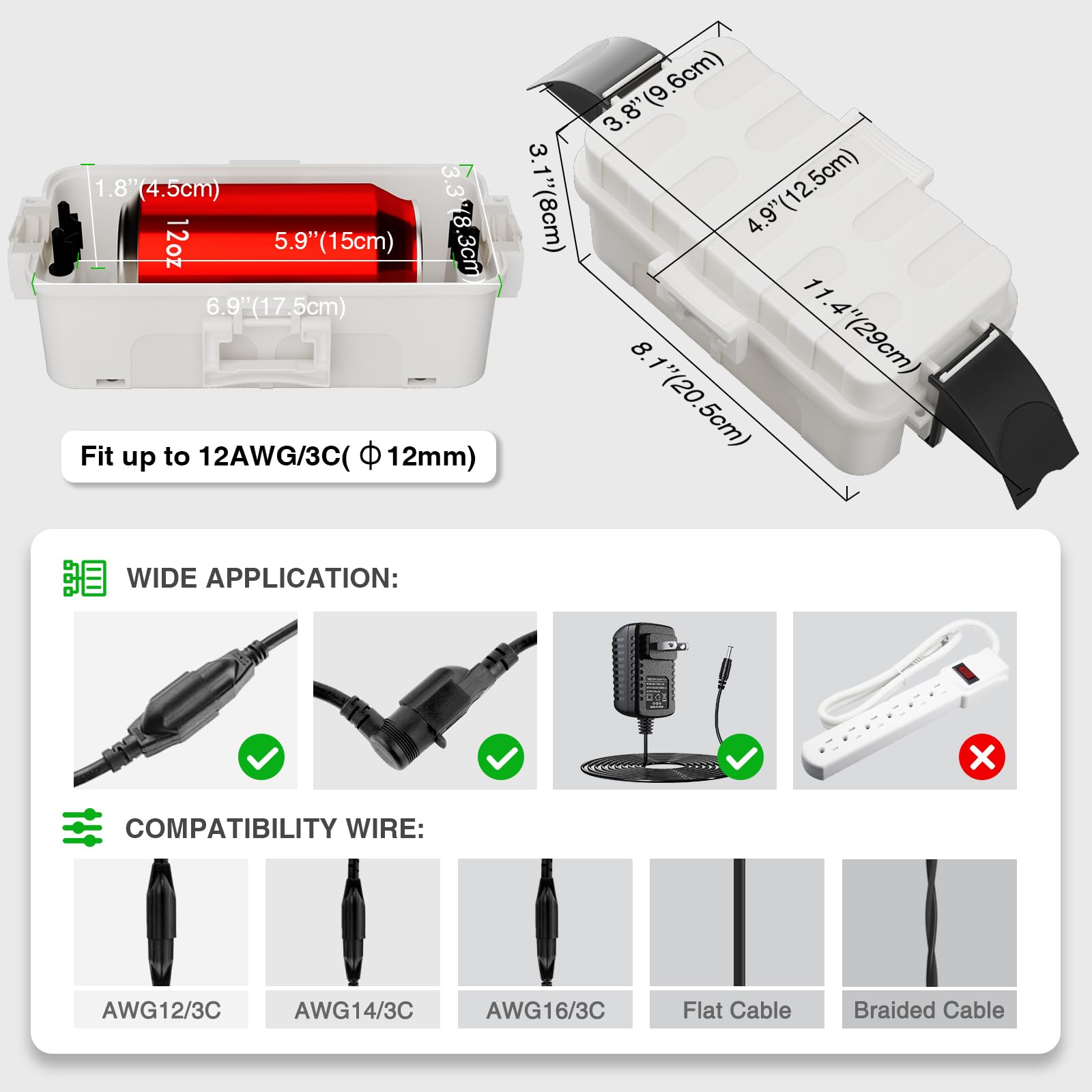 [2 Pack] Flemoon Outdoor Electrical Box Waterproof W/Detachable Shield Covers, Ip55 Waterproof Extension Cord Cover For Plug, Ou