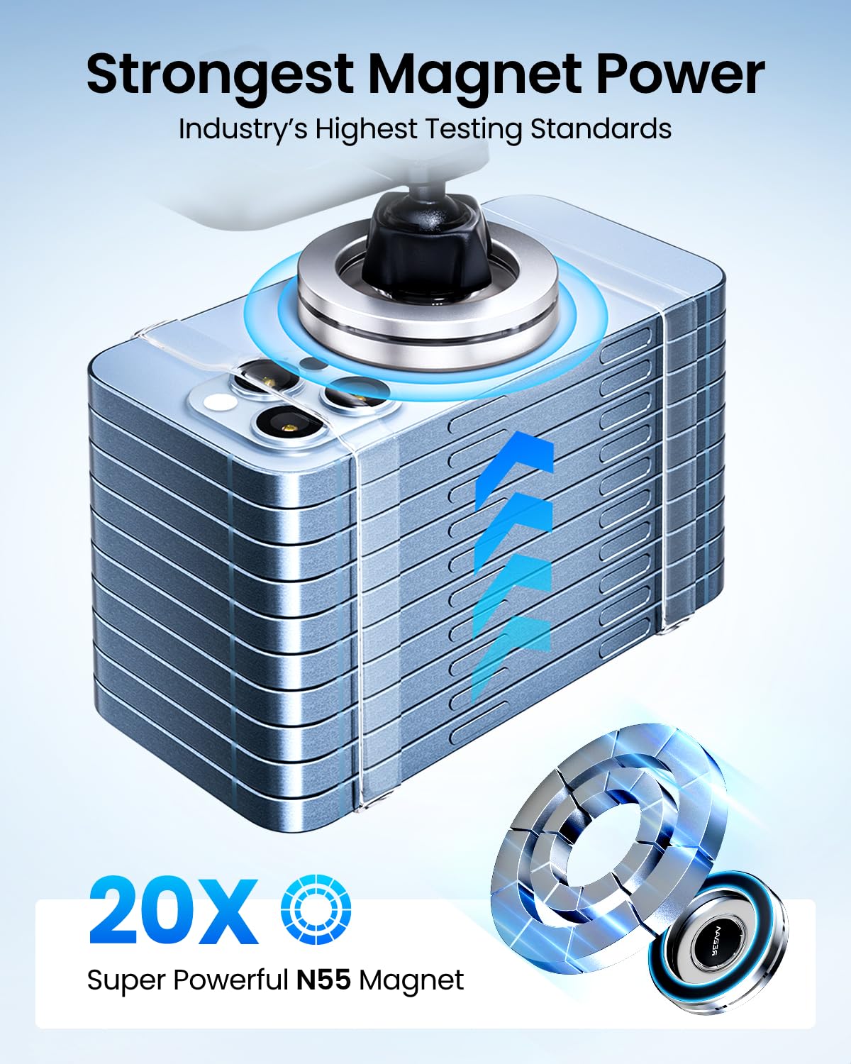 Reevaa 2025 Tesla Model Y Juniper Phone Mount For Magsafe [Strongest N55 Magnet, 3M Adhesive], Adjustable Tesla Screen Holder, C