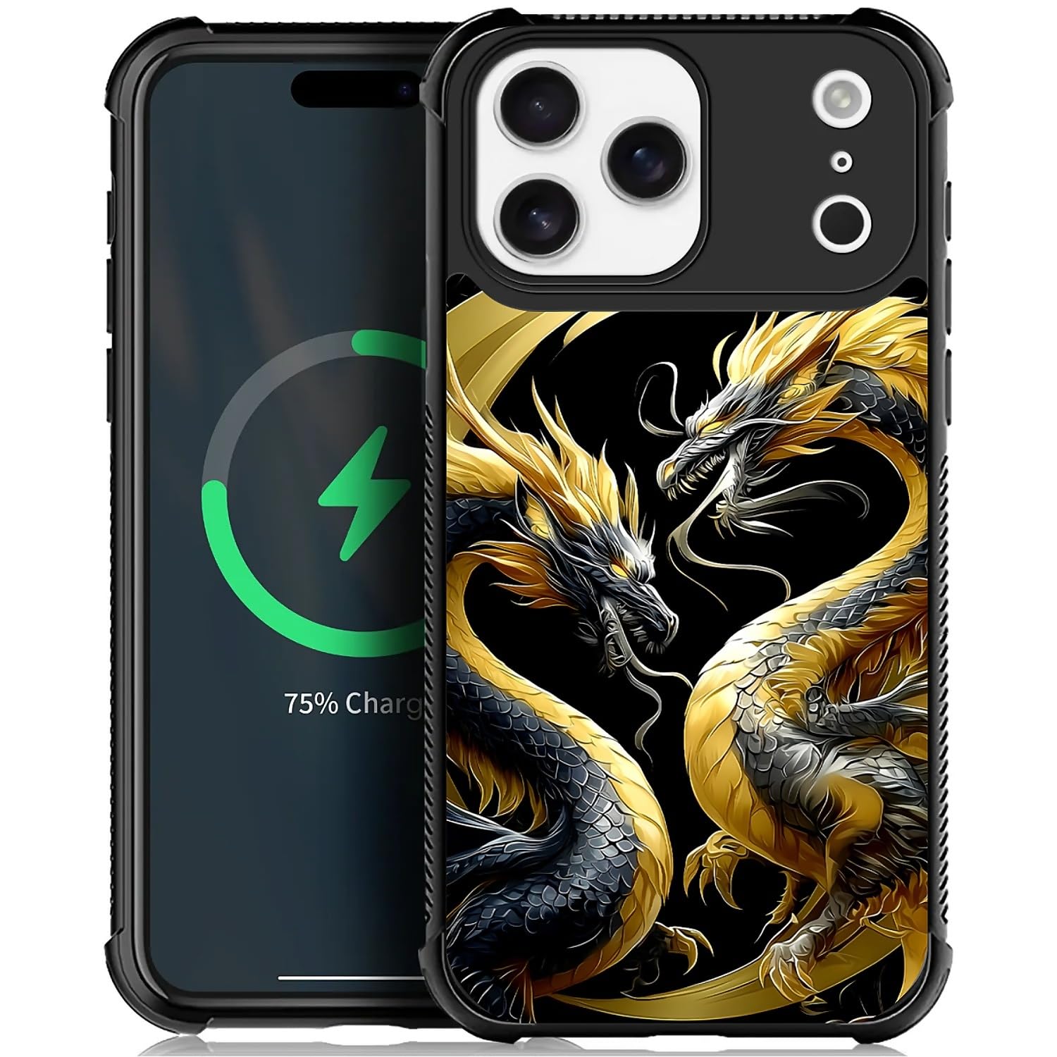 Deaorew for iPhone 17 Pro Max Case | Compatible with MagSafe | Classic Slim Cover Design | Golden Black Dragon