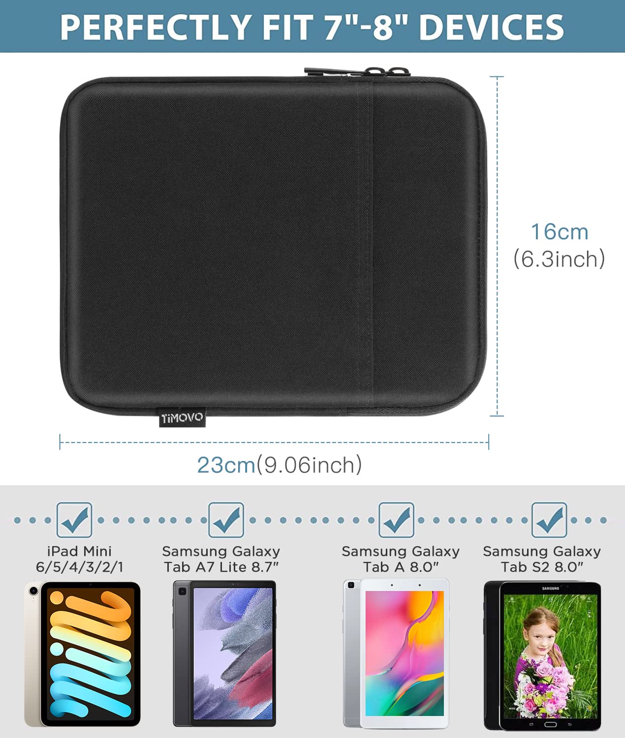 Timovo 7-8 Inch Tablet Sleeve Case Fits Ipad Mini 6 8.3 2021, Ipad Mini 5/4/3/2/1, Samsung Galaxy Tab A 8.0, Tab S2 8.0, Zenpad