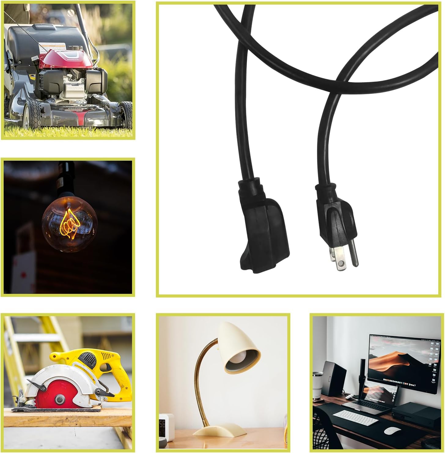 10 Ft 16/3 Outdoor Extension Cord Waterproof   16 Gauge 3 Prong Electric Cord, Sjtw, 13A 1625W 125V, Grounded Plug Extension Wir