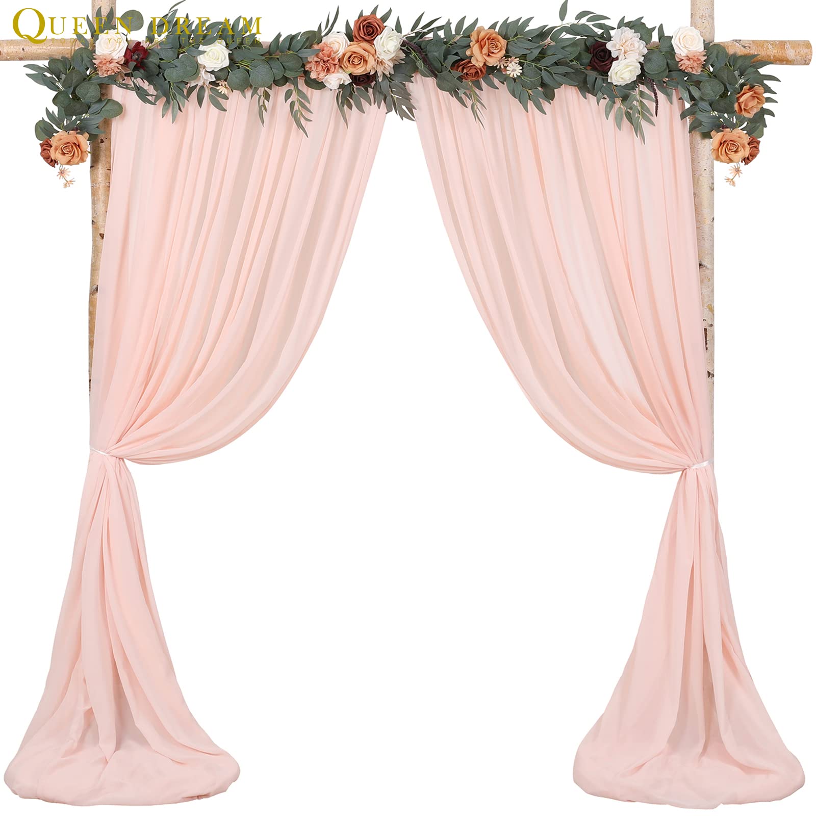 Peach Curtain Backdrop 5Ft X 10Ft Chiffon Sheer Backdrop Curtain Wedding Drape