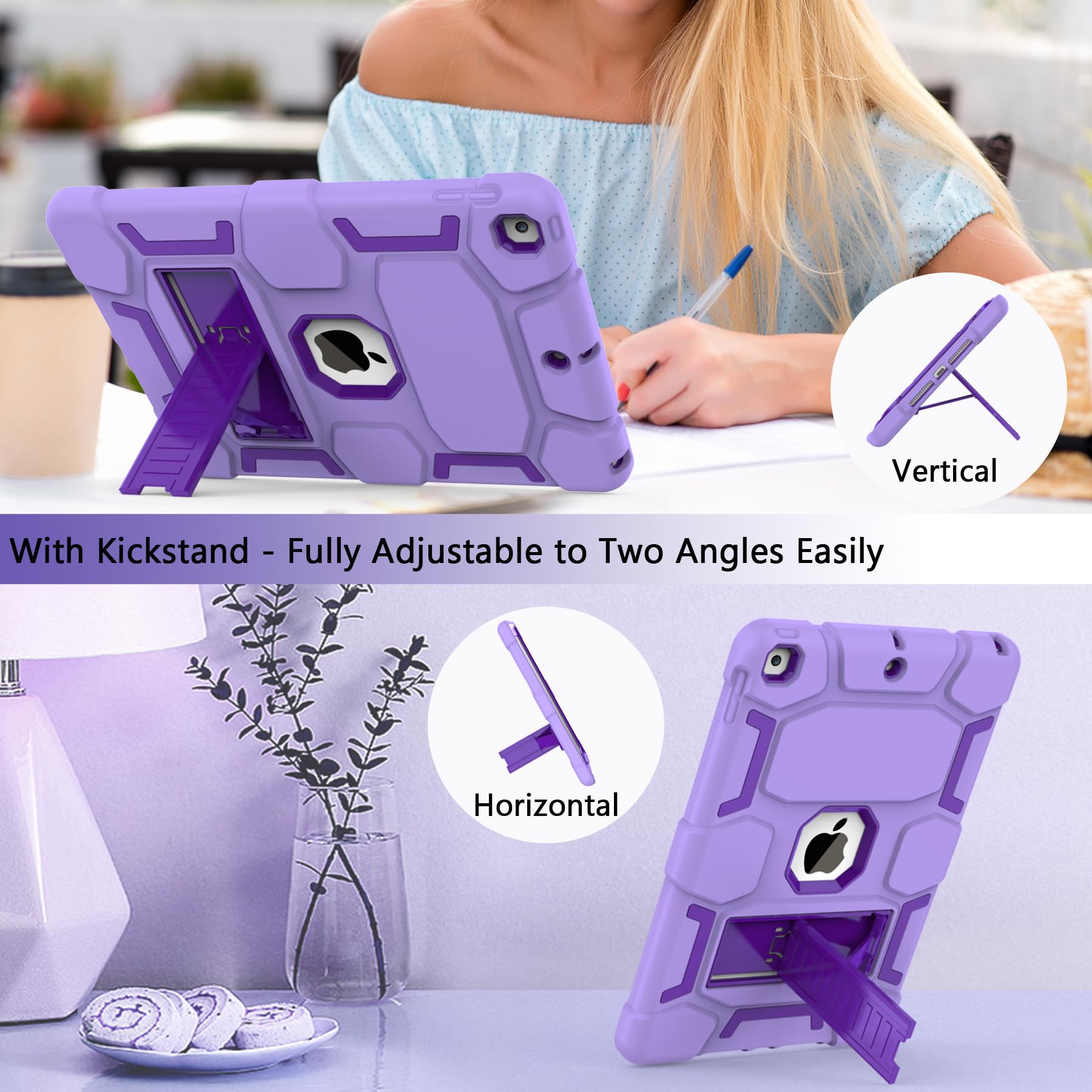 Ccmao Case For Ipad 9Th/8Th/7Th Generation (10.2 Inch) Complete Protection With Kickstand, Stylish Hybrid Three Layer Heavy Duty