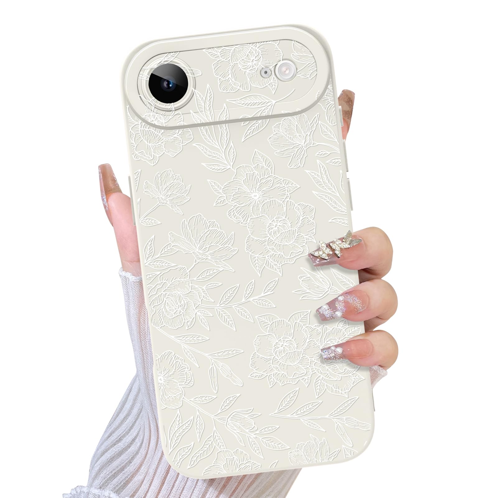 TEAUGHT Compatible with iPhone Air Case 2025 Cute Pattern Rose Floral Flower Shockproof Silicone Soft Camera Protection for Girl
