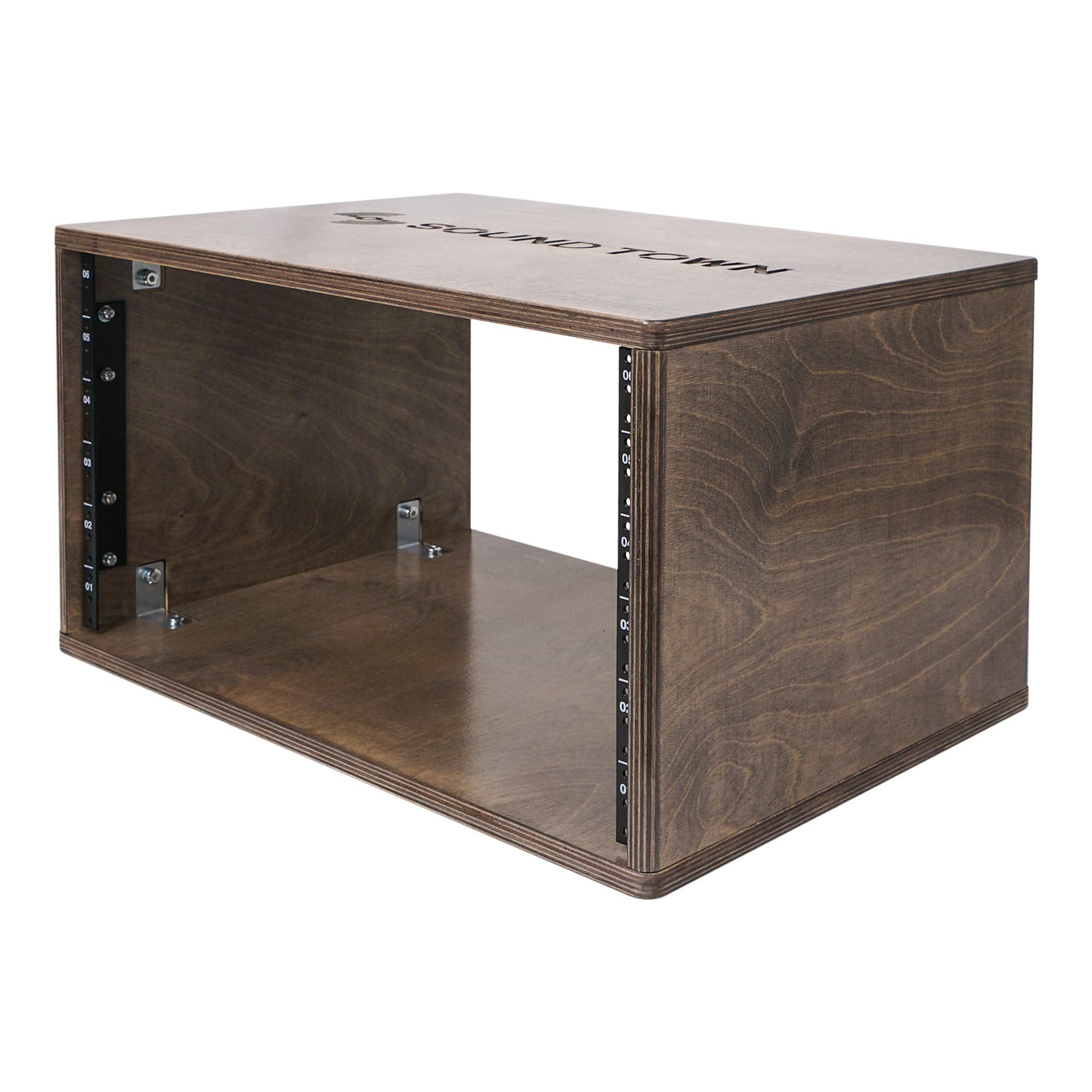 Sound Town Diy 6U Studio Rack With Solid Baltic Birch Plywood, Weathered Brown (Sdrk Y6B)
