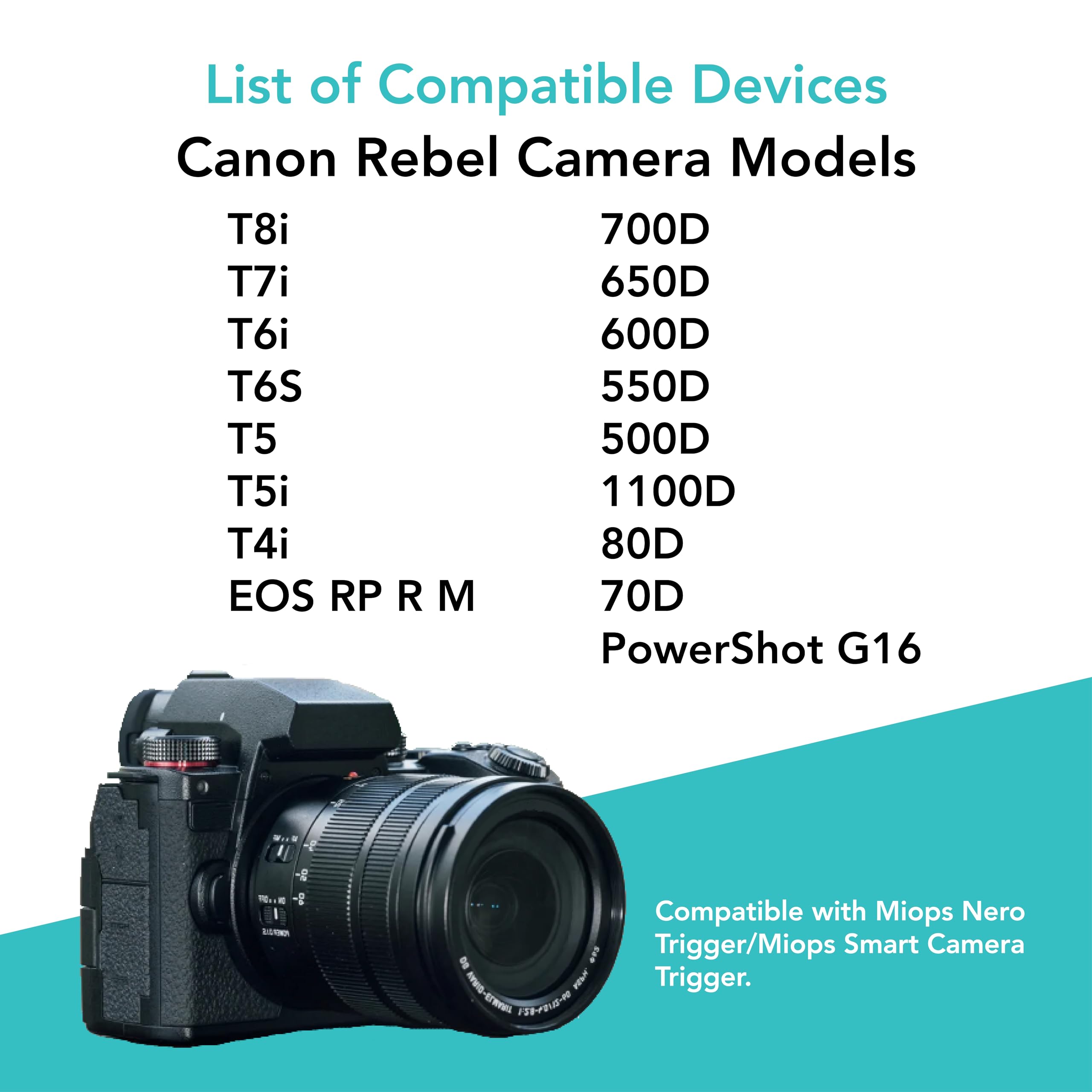 Foto&Tech 2.5Mm C1 Remote Control Shutter Release Cable Cord, Compatible With Miops Trigger And Canon Rebel T8I T7I T6I T6S T5 T